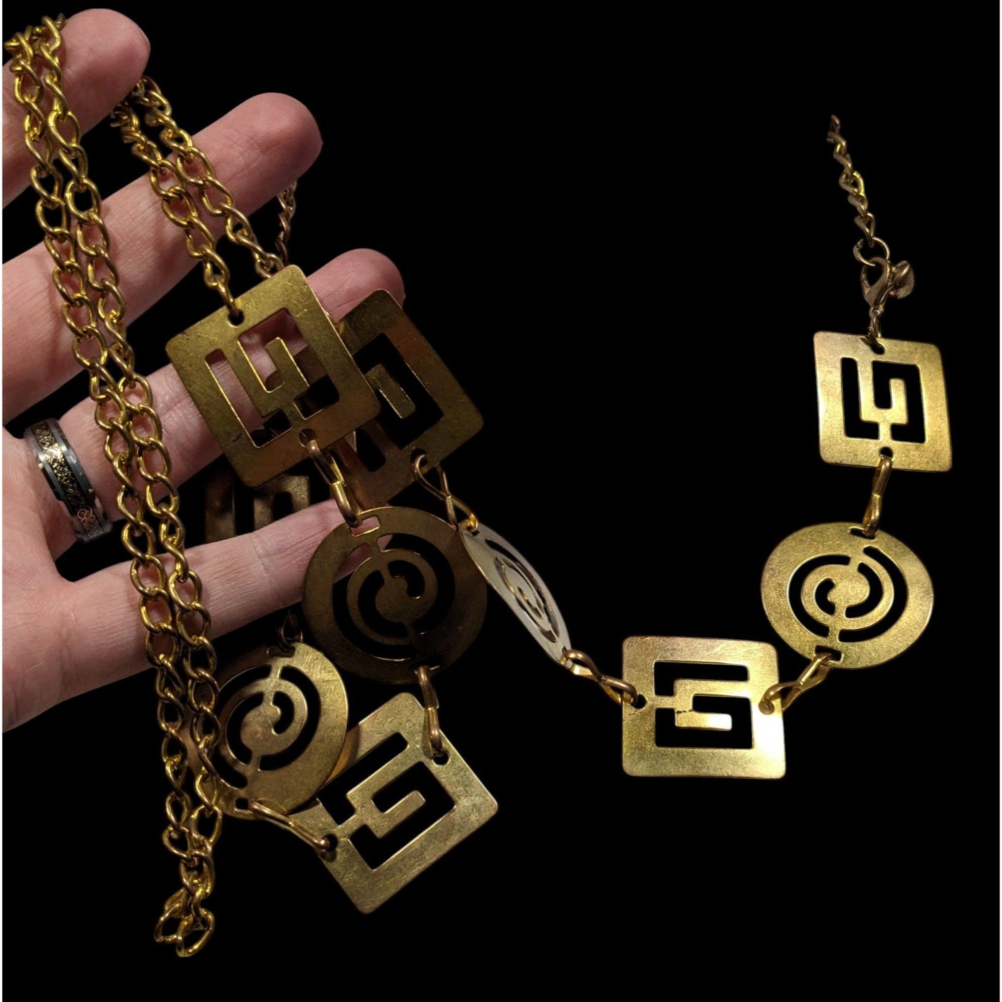 Other Vintage Chunky Geometric Link Chain Necklace Gold Tone With Size ONE SIZE - 6 Thumbnail