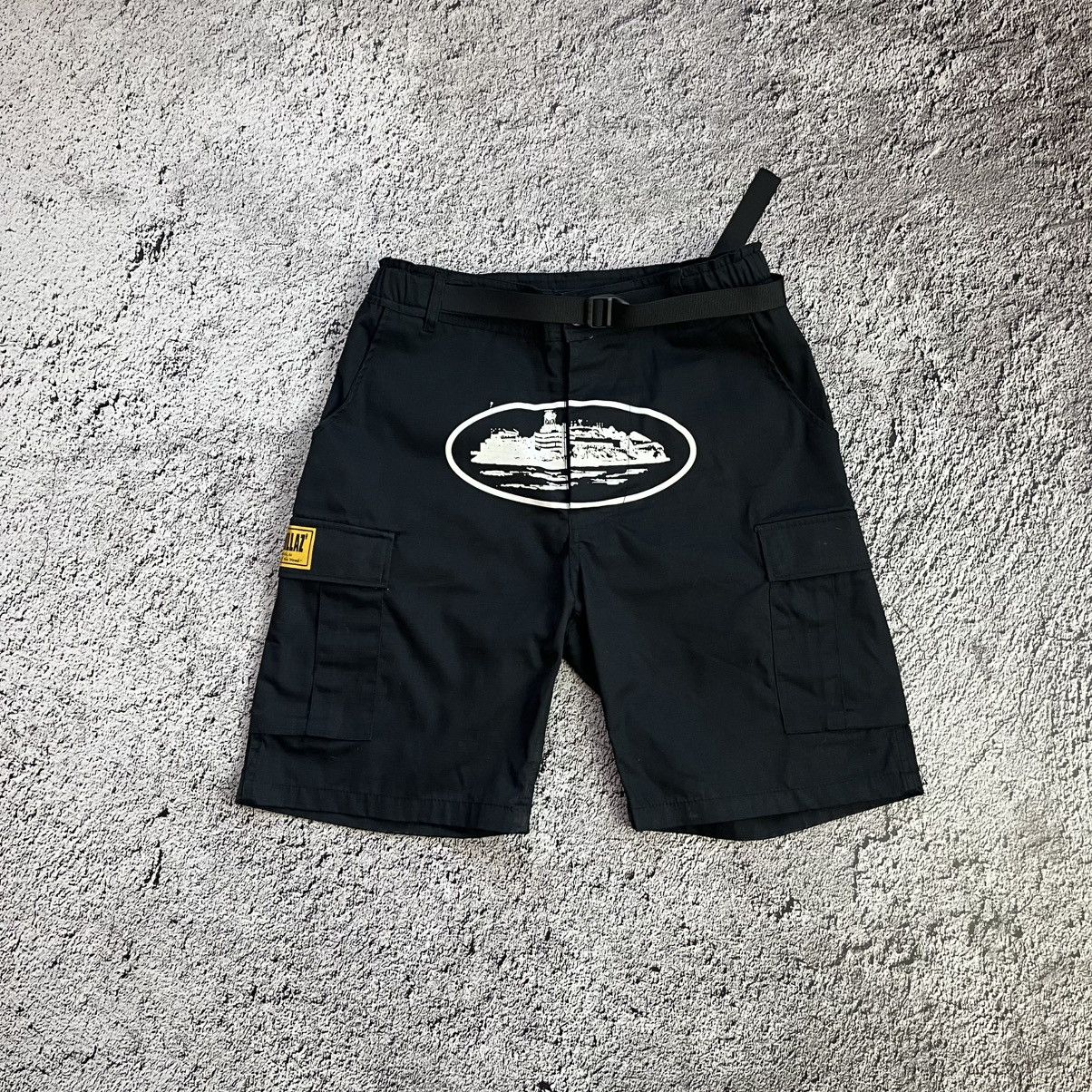 Corteiz Corteiz Alcatraz OG Cargo Short in Black/White | Grailed