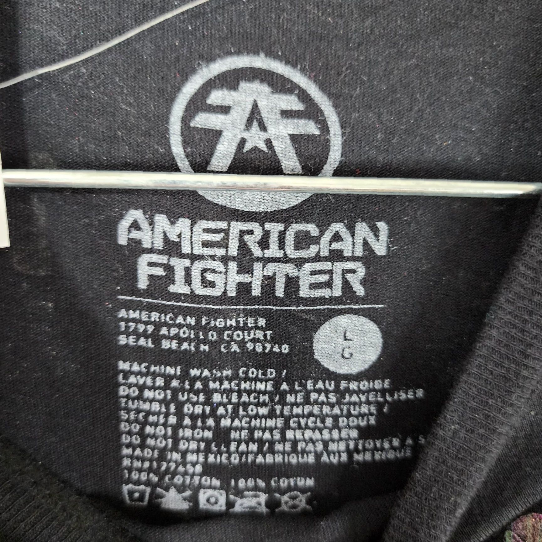 Vintage American Fighter Shirt Mens Long Sleeve Wardell T-Shirt L Black Size US L / EU 52-54 / 3 - 5 Thumbnail