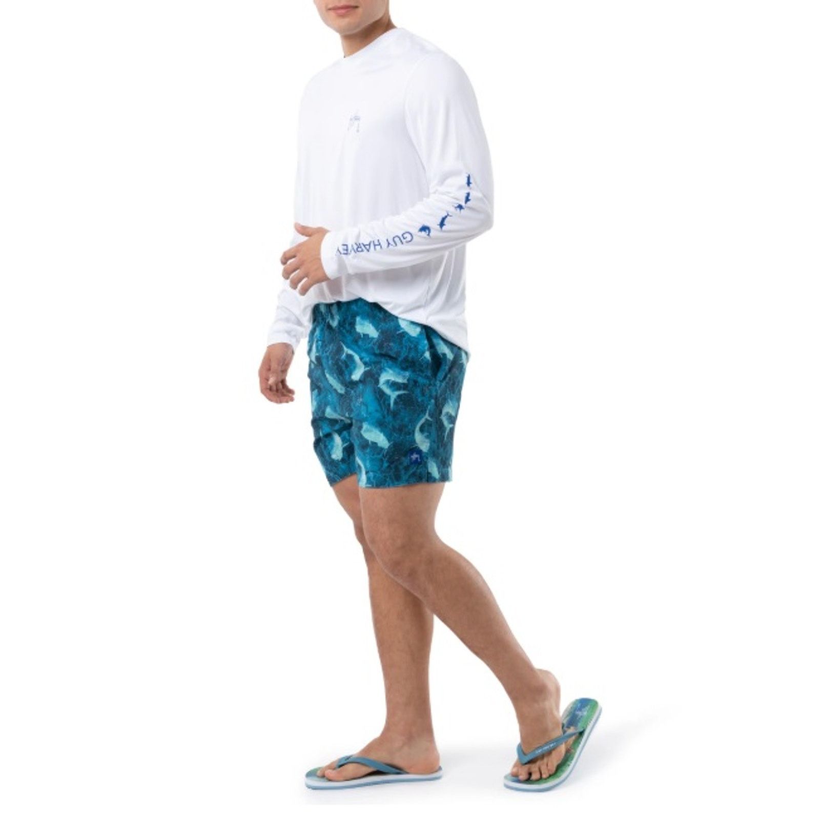 Guy Harvey Guy Harvey Men's Scuba Blue Bros 5" Volley Swim Trunk Size S Size US 28 / EU 44 - 1 Thumbnail