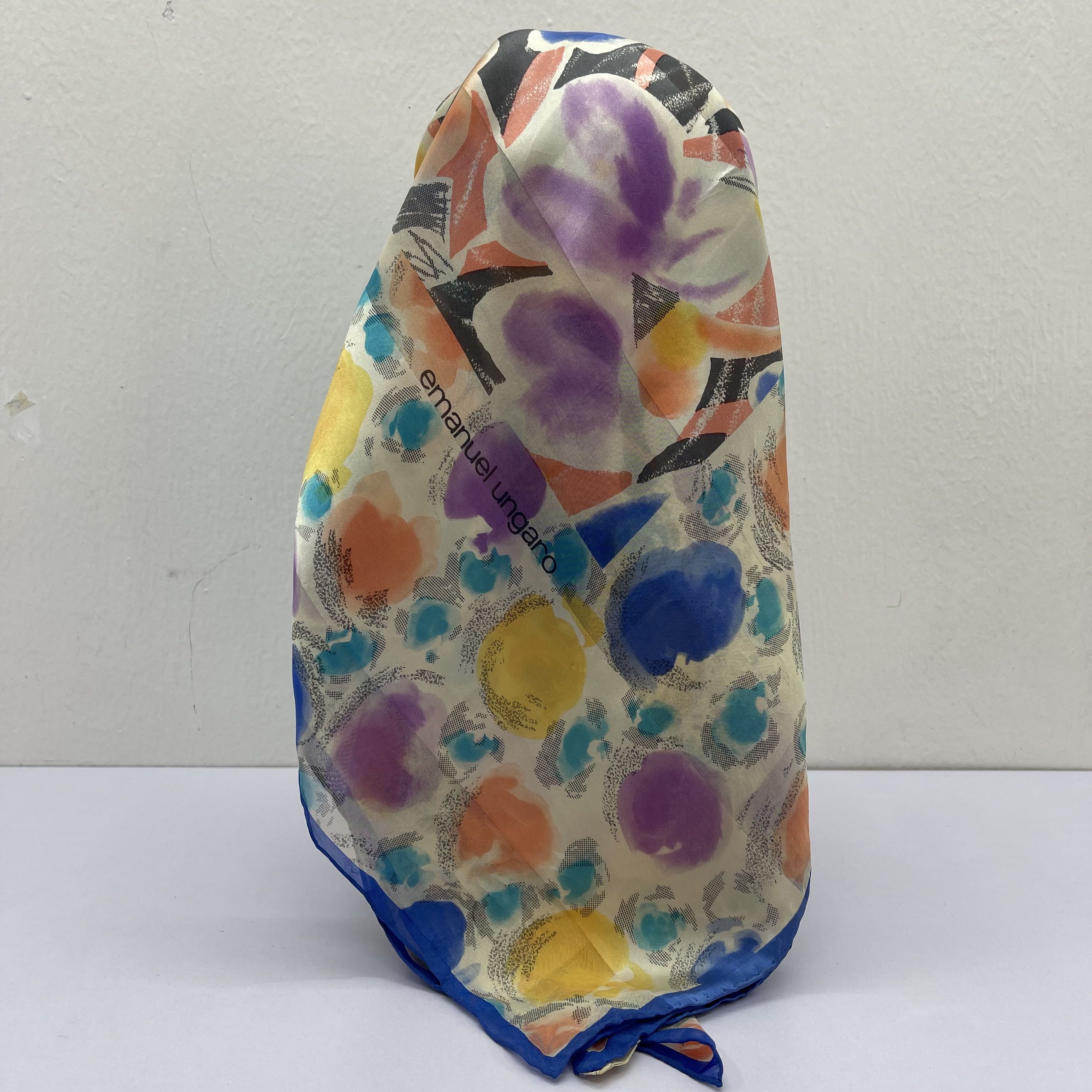 Emanuel Ungaro Vintage Emanuel Ungaro Silk Scarf With Painted Design -S7048 Size ONE SIZE - 3 Thumbnail