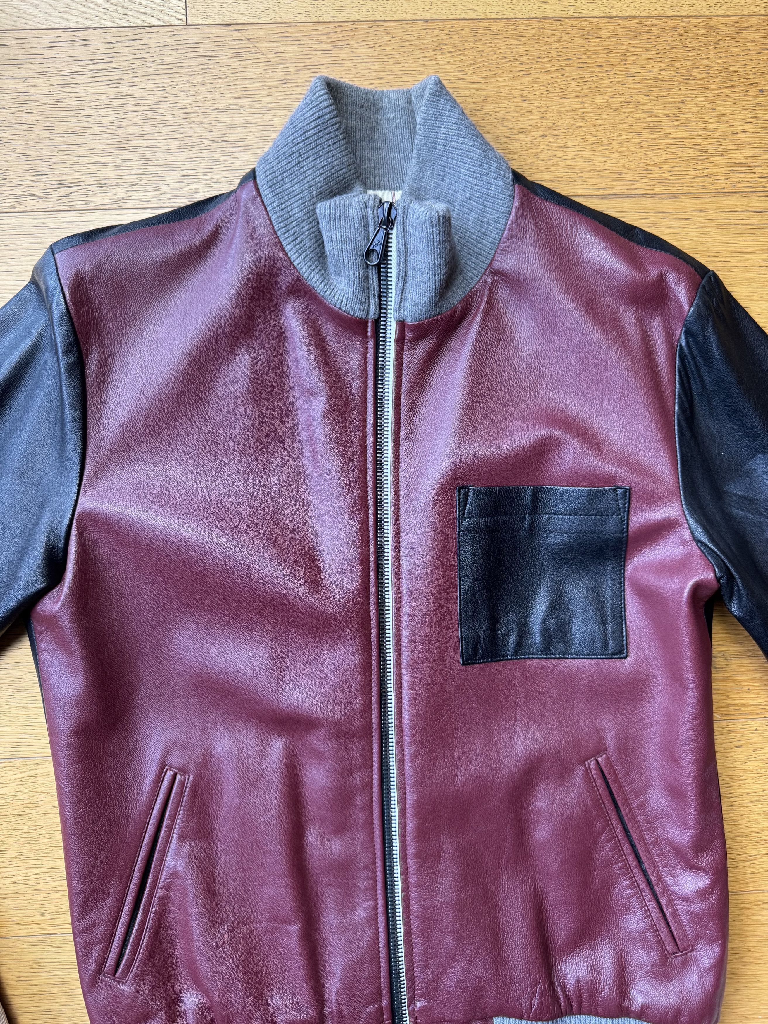 Darren Romanelli DRx Romanelli Leather Varsity Jacket Burgundy/Black (S) Size US S / EU 44-46 / 1 - 7 Thumbnail