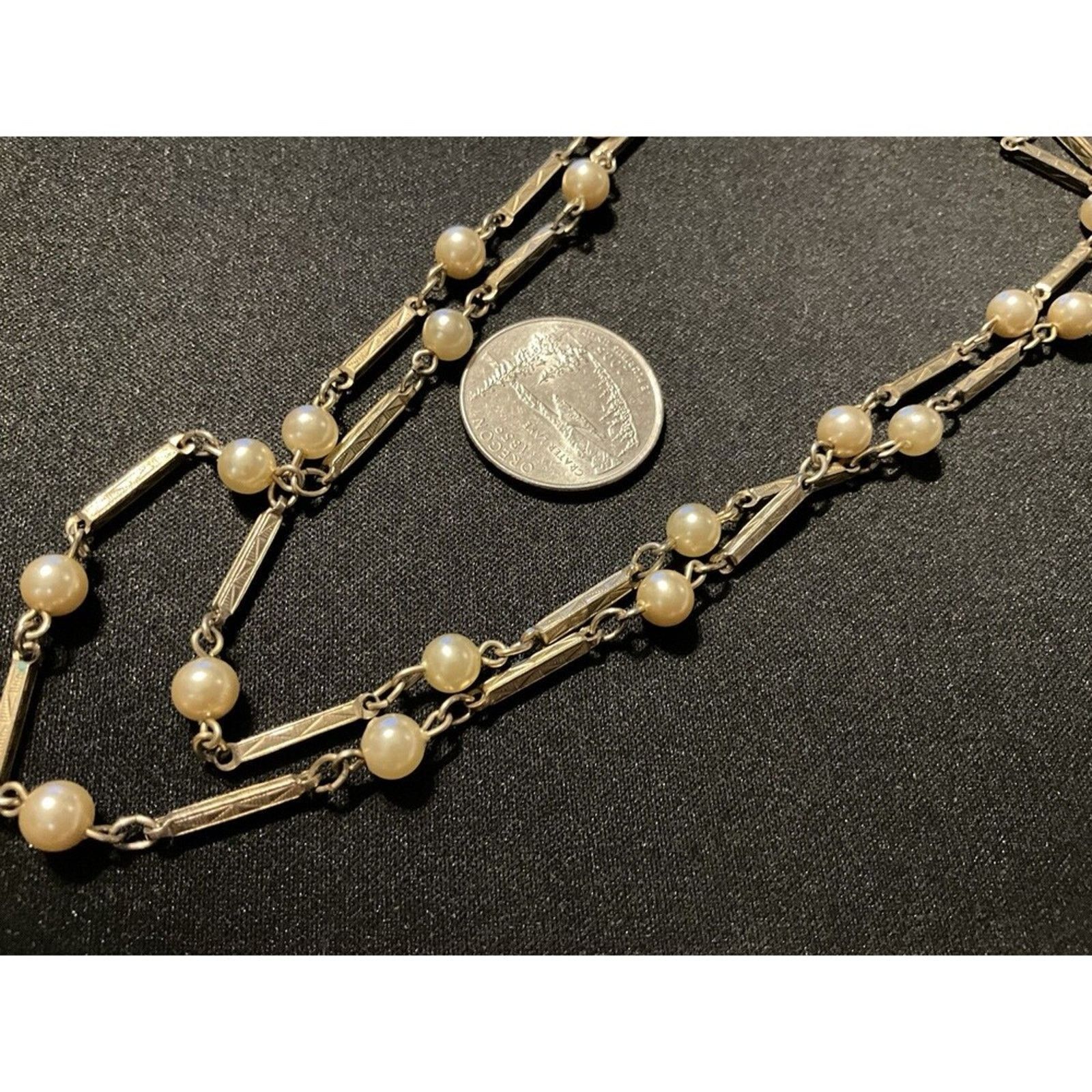 Other Silver Toned Faux Pearls 12in Multi Stand Necklace Size ONE SIZE - 5 Thumbnail