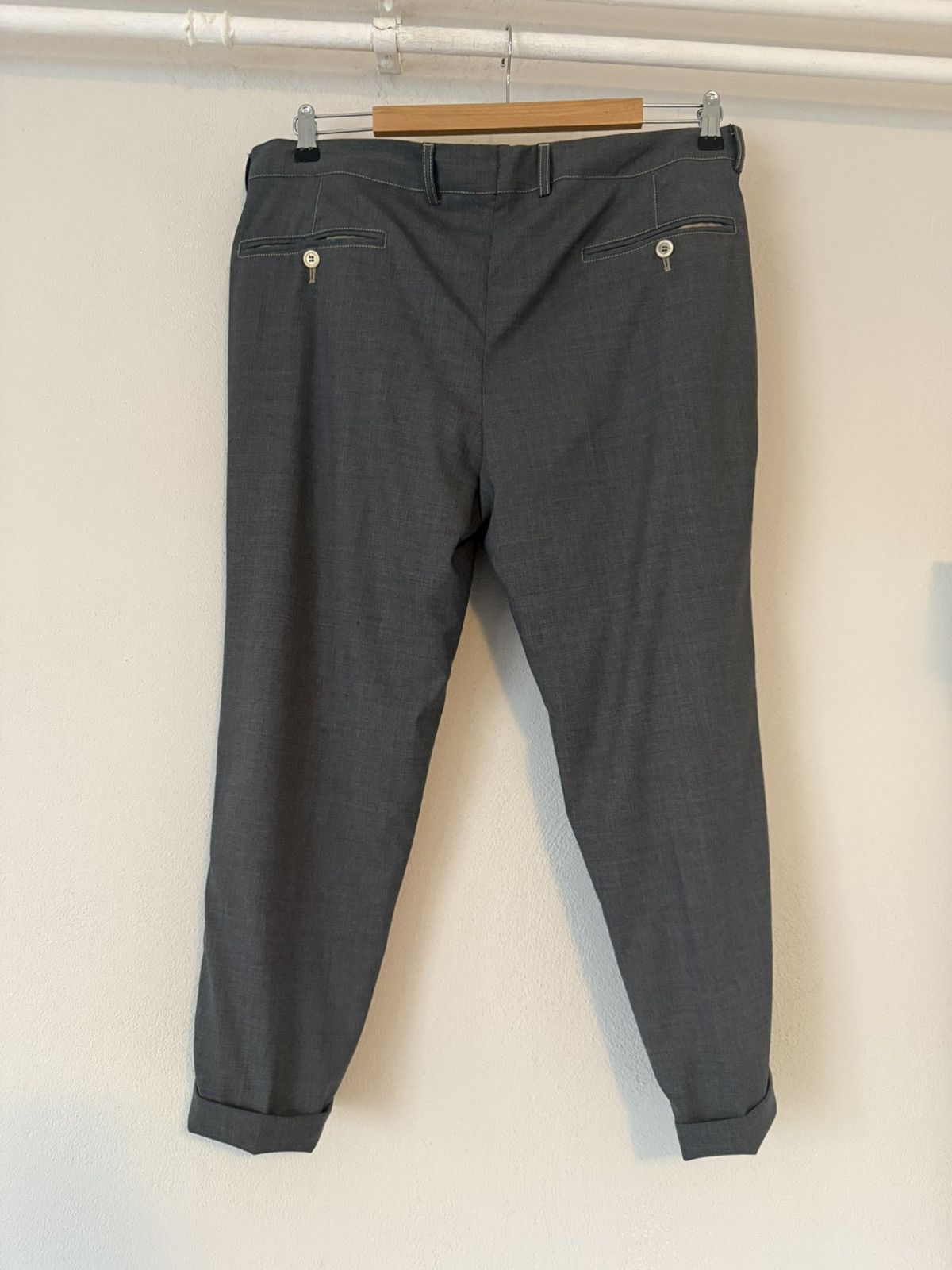 Brunello Cucinelli Brunello Cucinelli Grey Wool Trousers with Cuffed Hem Size US 36 / EU 52 - 4 Thumbnail