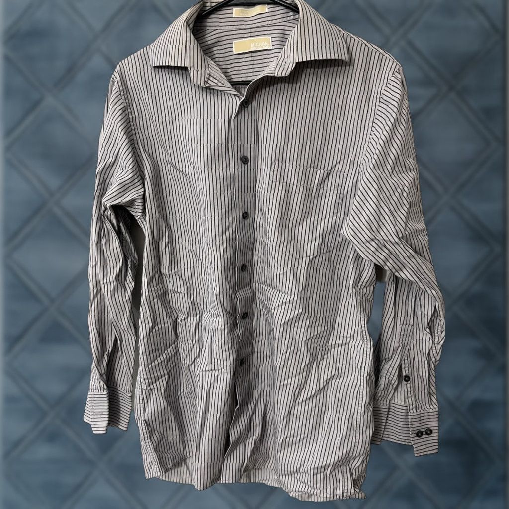 Michael Kors Michael Kors Dress Shirt Striped Gray 15-32/33 Button Shirt 100% Cotton Size 40R - 1 Thumbnail