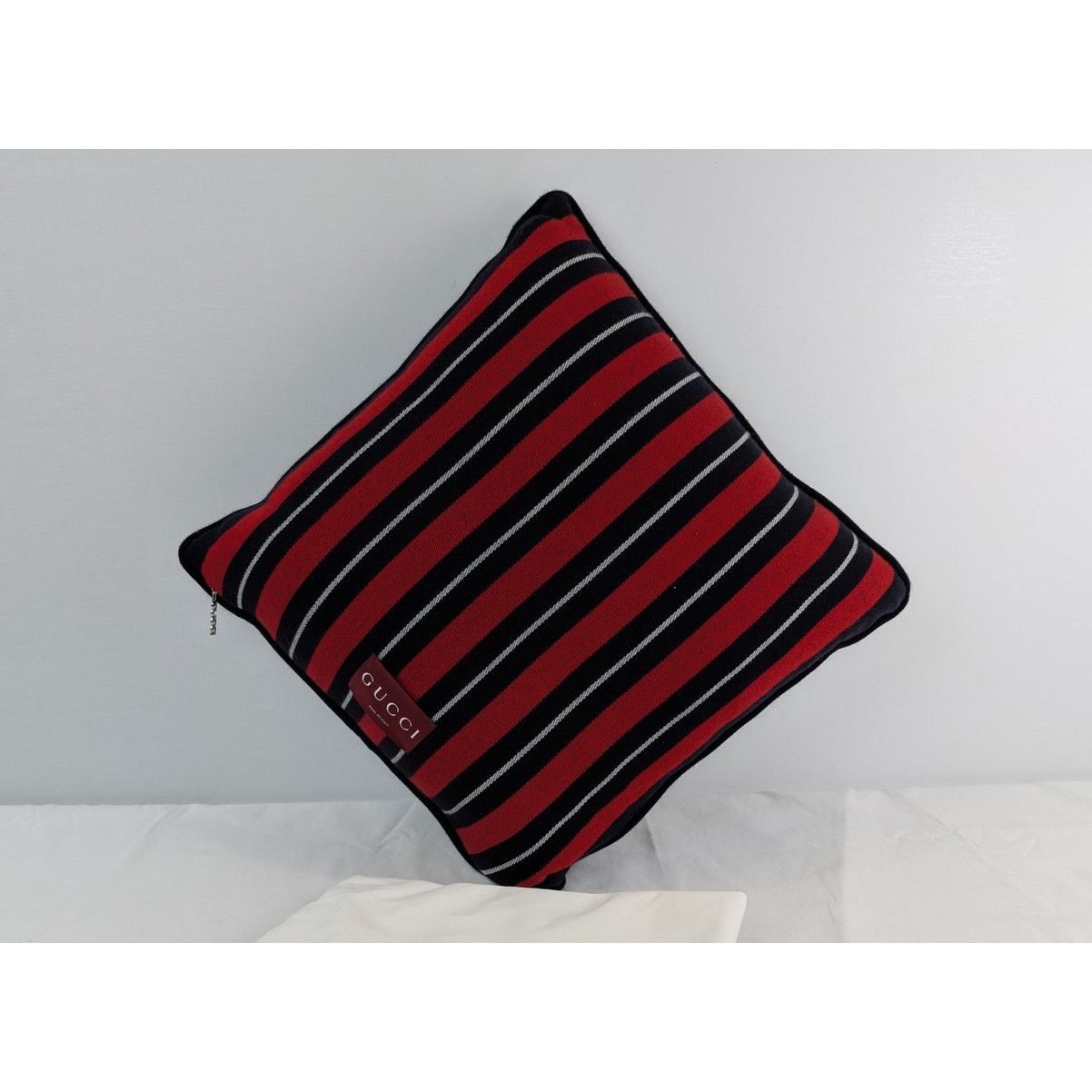 Gucci o1rshd1 Size: OS / Web Wool Cushion Pillow in Green / Red Size ONE SIZE - 1 Thumbnail
