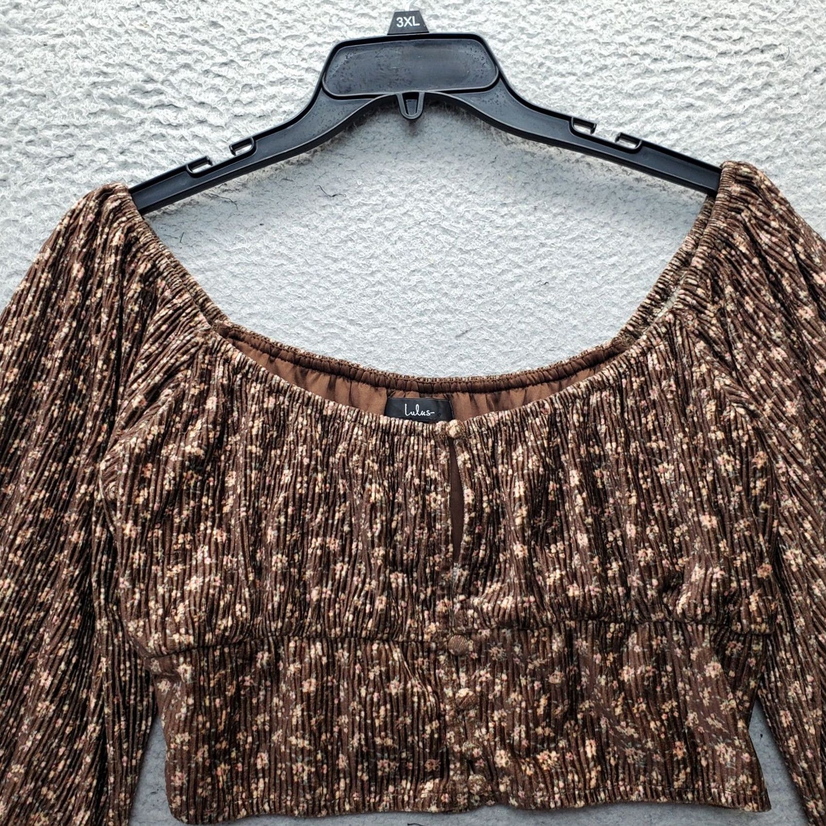 Lulus Lulus Cropped Top Womens M Multicolor Floral Balloon Sleeve Boat Neck Satin-esque? Size M / US 6-8 / IT 42-44 - 7 Thumbnail