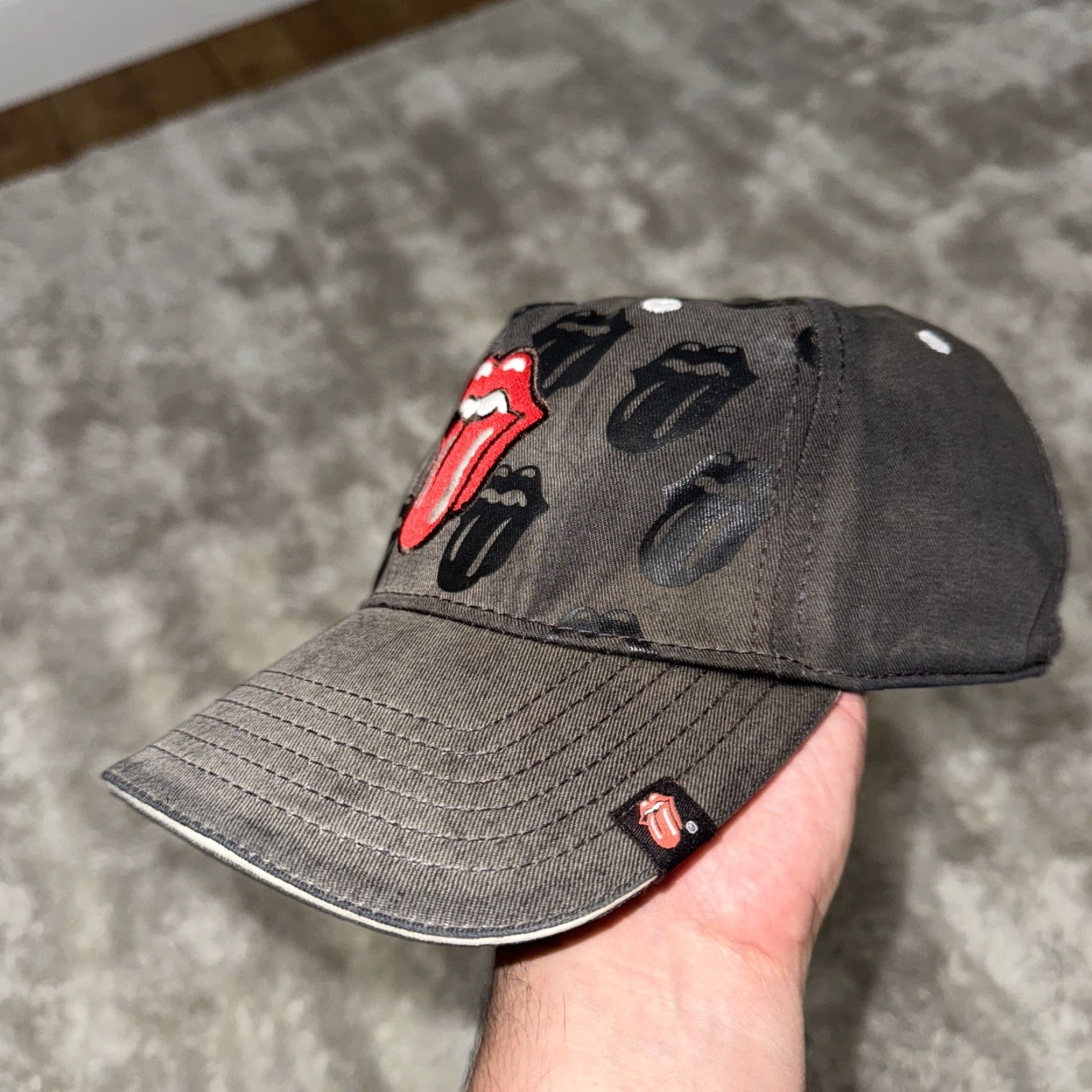 Vintage Rolling Stones Tongue Logo Adjustable Hat Black Baseball Cap Dad Hat Men One Size Merch Size ONE SIZE - 2 Thumbnail