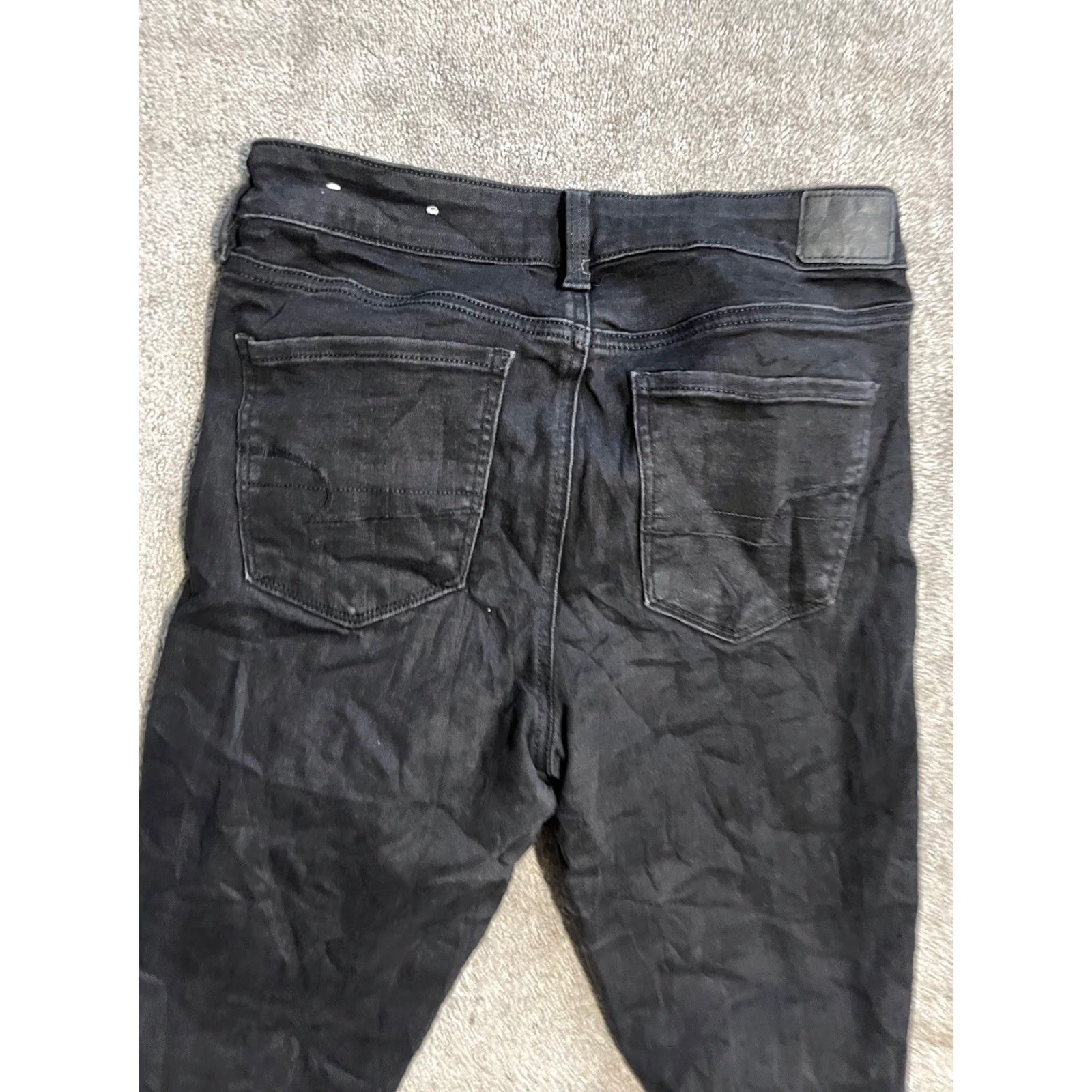American Eagle Outfitters American Eagle Jegging Pants Black 10 Regular Solid Super Stretch Low Rise Womens Size 32" / US 10 / IT 46 - 5 Thumbnail