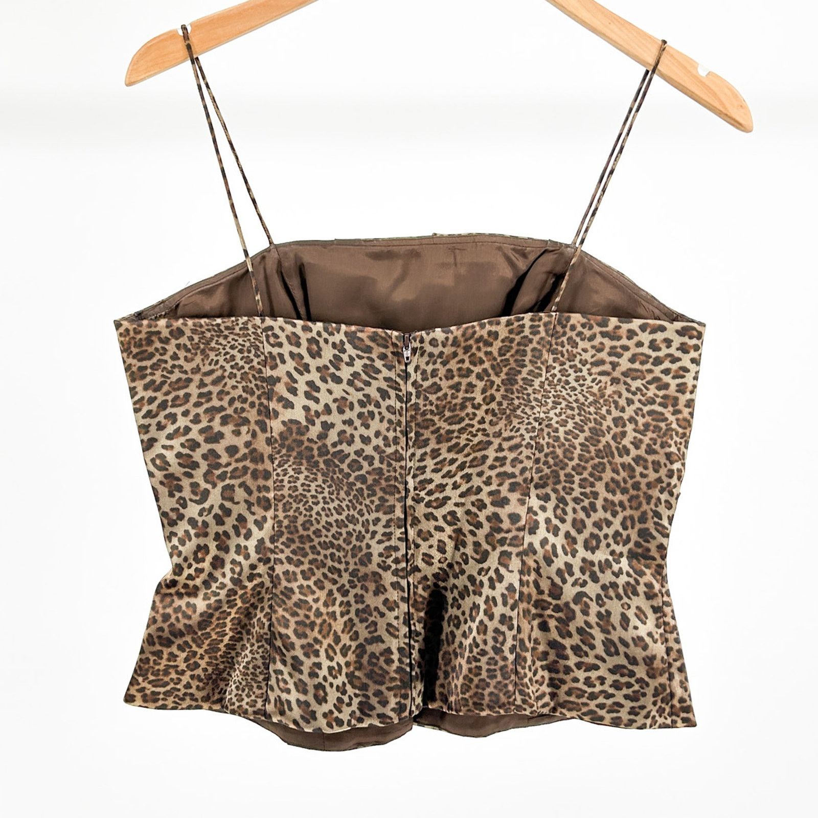 Vintage Y2K Cachet Satin Leopard Sleeveless Party Corset Top Size M / US 6-8 / IT 42-44 - 4 Thumbnail