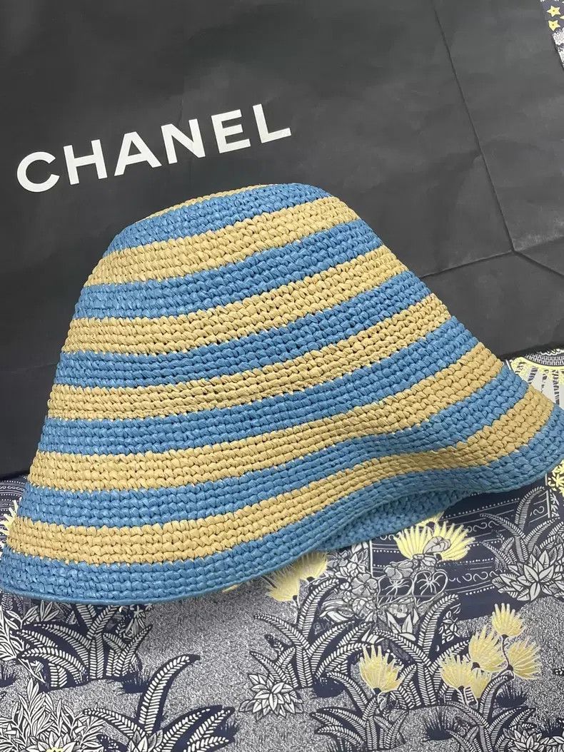 Prada Prada Blue striped straw-knitted fisherman's hat Size ONE SIZE - 3 Thumbnail
