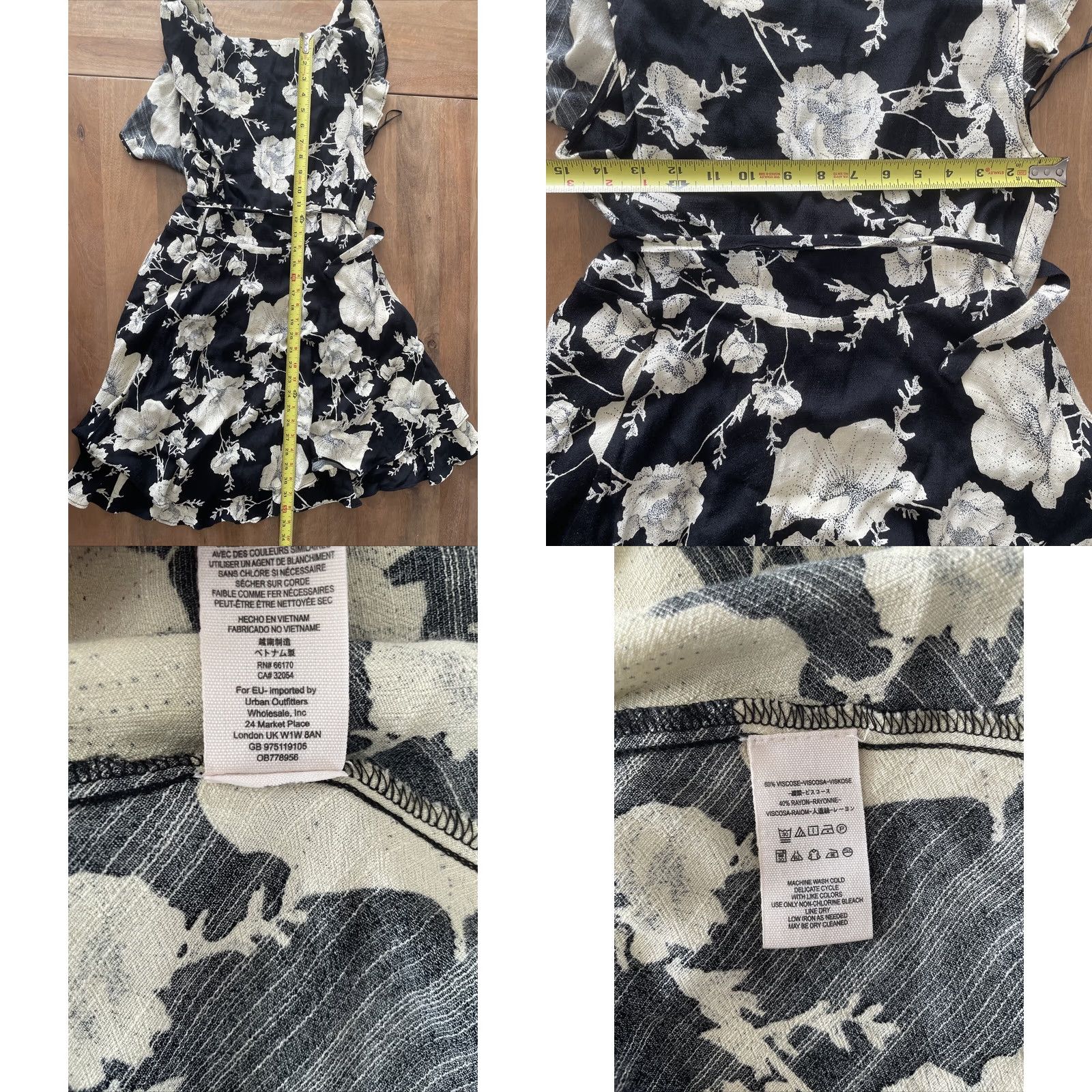 Free People Free People Dress Mini Wrap XS Floral V-Neck Belted Short Sleeve Size XS / US 0-2 / IT 36-38 - 8 Thumbnail