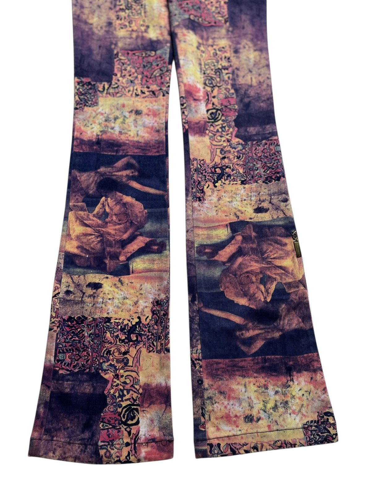 Beauty Beast 2000’s XIX - Surreal Collage Pattern Printed Flared Pants Size 29" - 2 Thumbnail