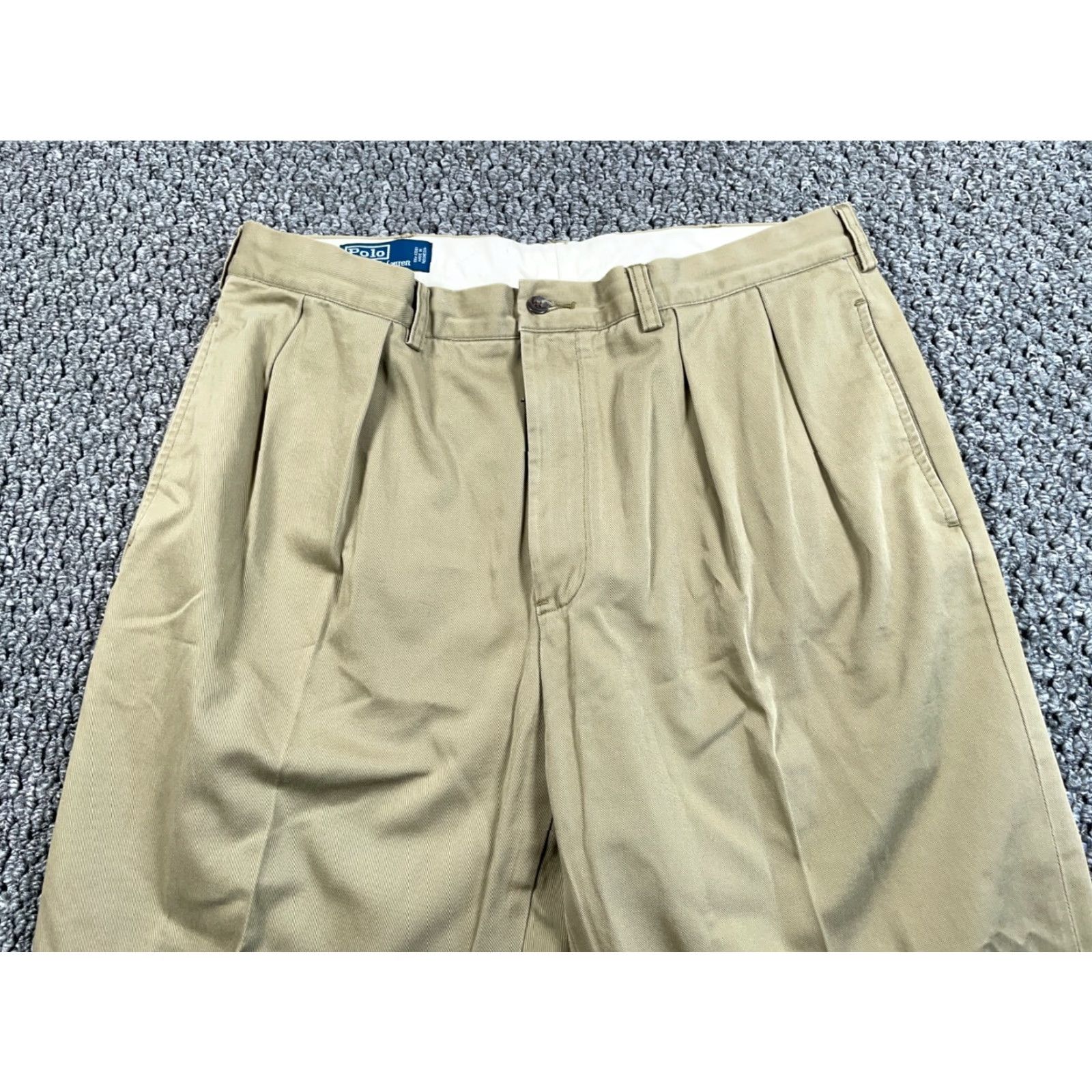 Polo Ralph Lauren VINTAGE Polo Ralph Lauren Pleated Chino Pants Mens 36 x 29 Beige Regular Straight 36/32 Tag Retro Preppy Mens Size US M / EU 48-50 / 2 - 4 Thumbnail