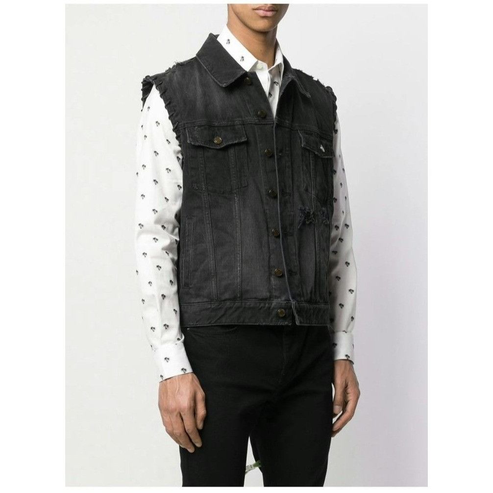 Saint Laurent Paris Saint Laurent Distressed Denim Waistcoat Size US M / EU 48-50 / 2 - 3 Thumbnail