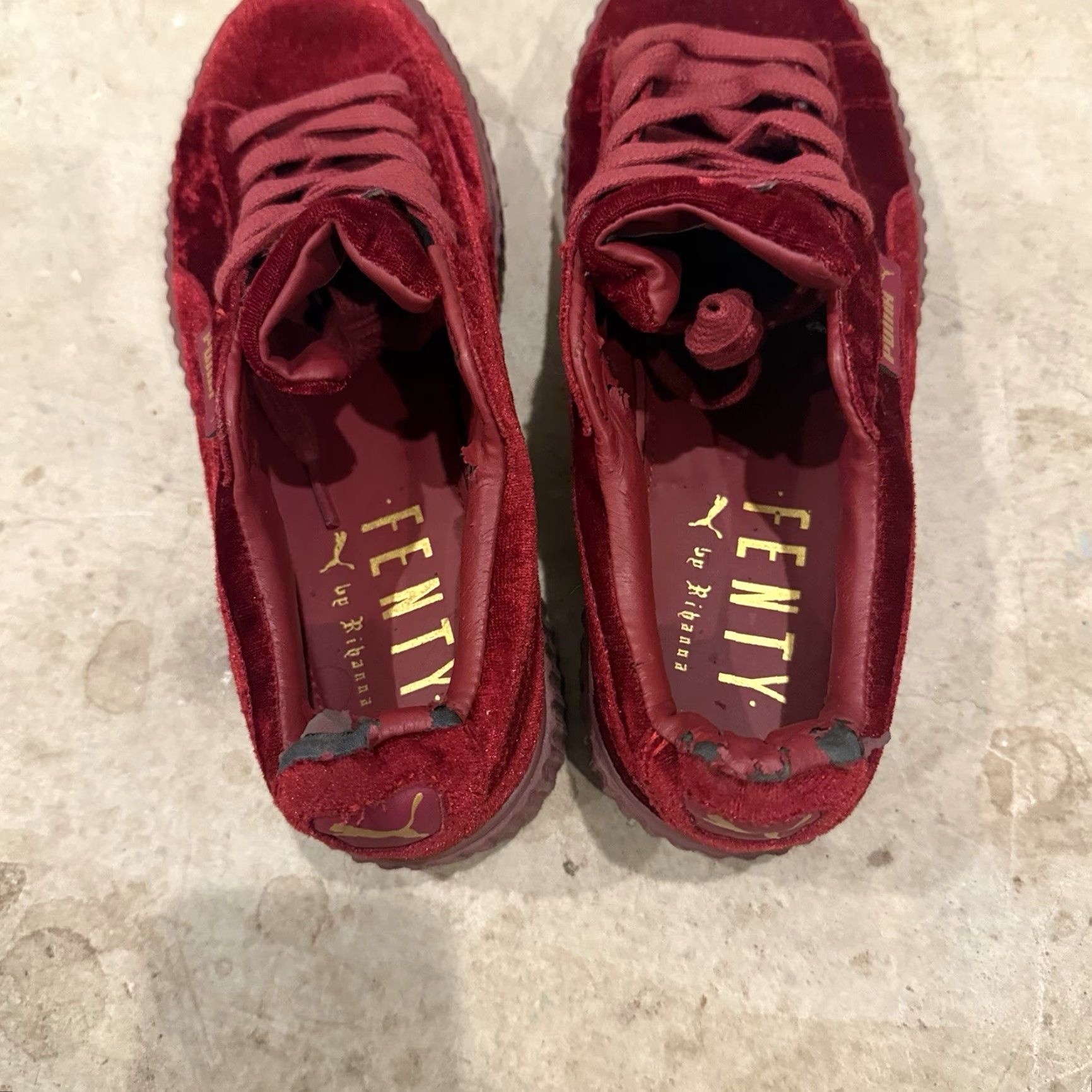 Puma VINTAGE PUMA Fenty by Rihanna Suede Platform Sneakers Creepers Burgundy Red Womens 6.5 US Size US 4 / IT 34 - 7 Thumbnail