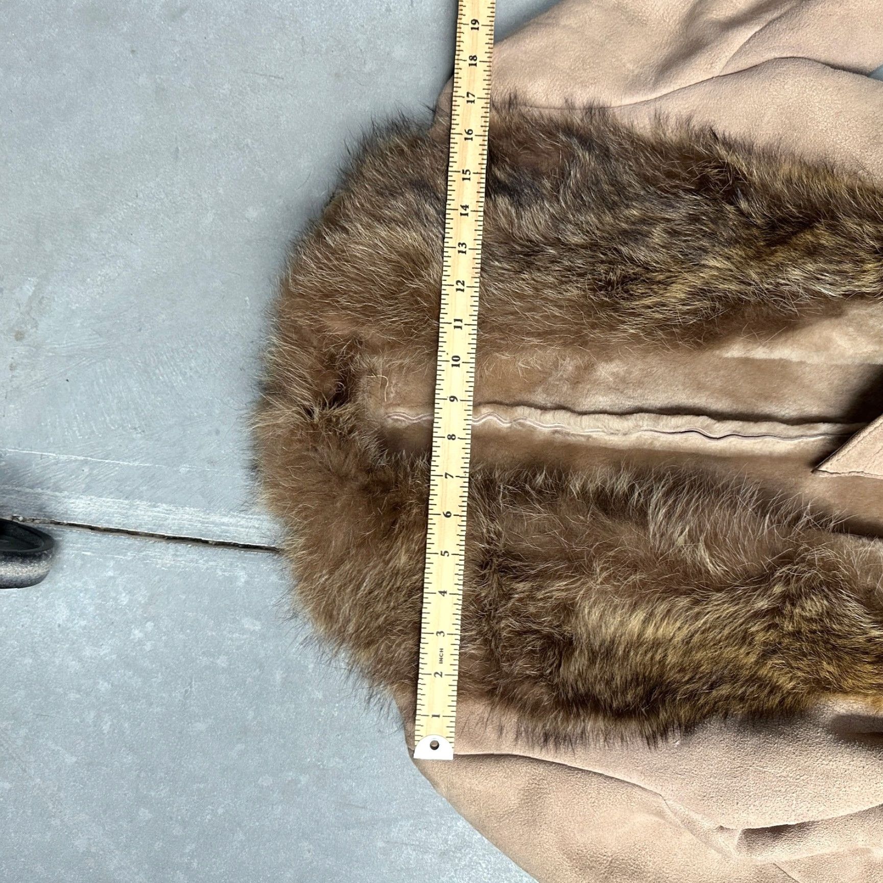 Avenue VINTAGE Sawyer of Napa Leather Long Coat Womens 12 Beige Fur Trim overcoat Jacket Size XL / US 12-14 / IT 48-50 - 7 Thumbnail