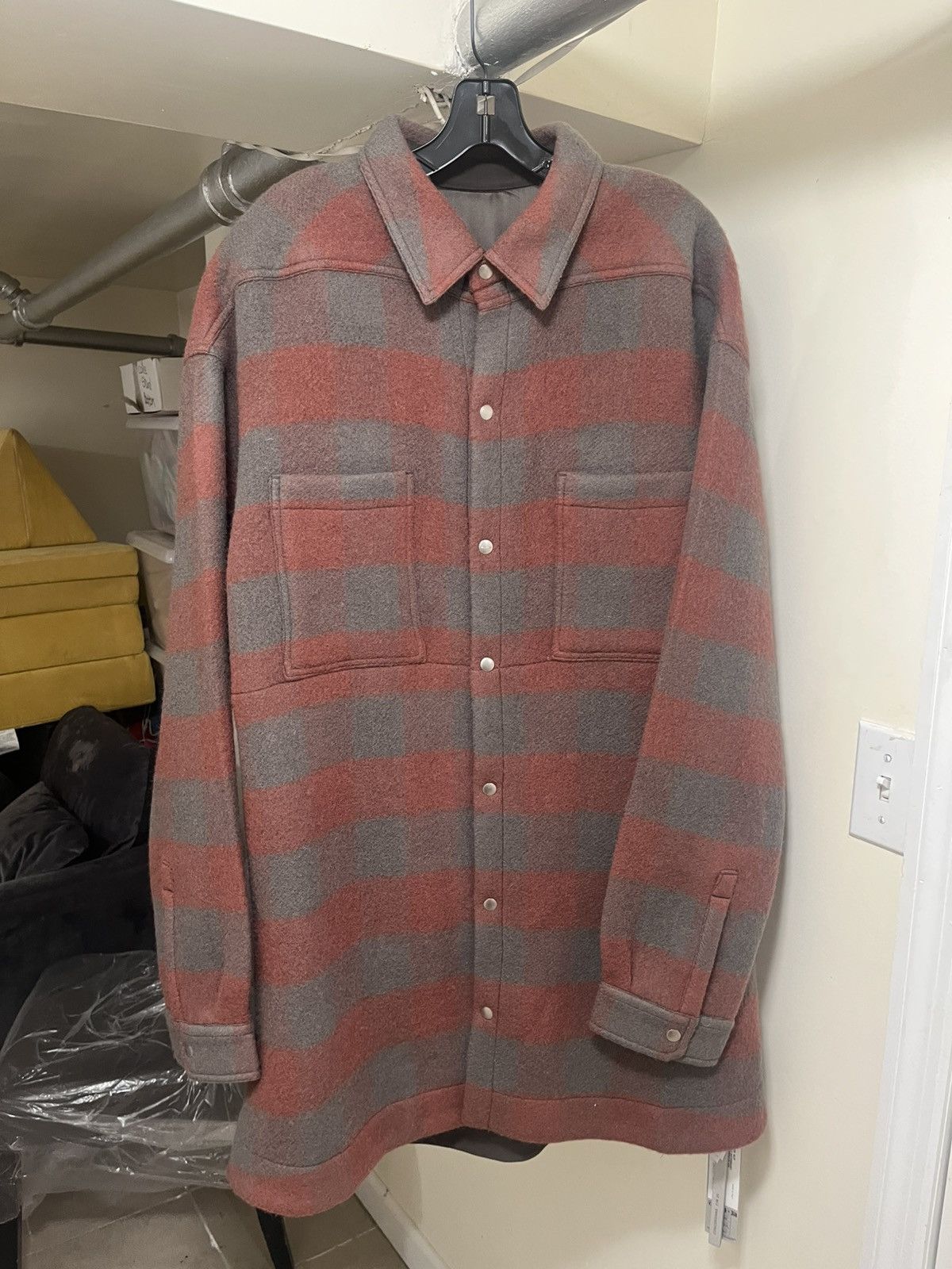 Rick Owens Rick Owens Oversized Outershirt Rosewood Plaid Sz 50 Size US M / EU 48-50 / 2 - 1 Thumbnail