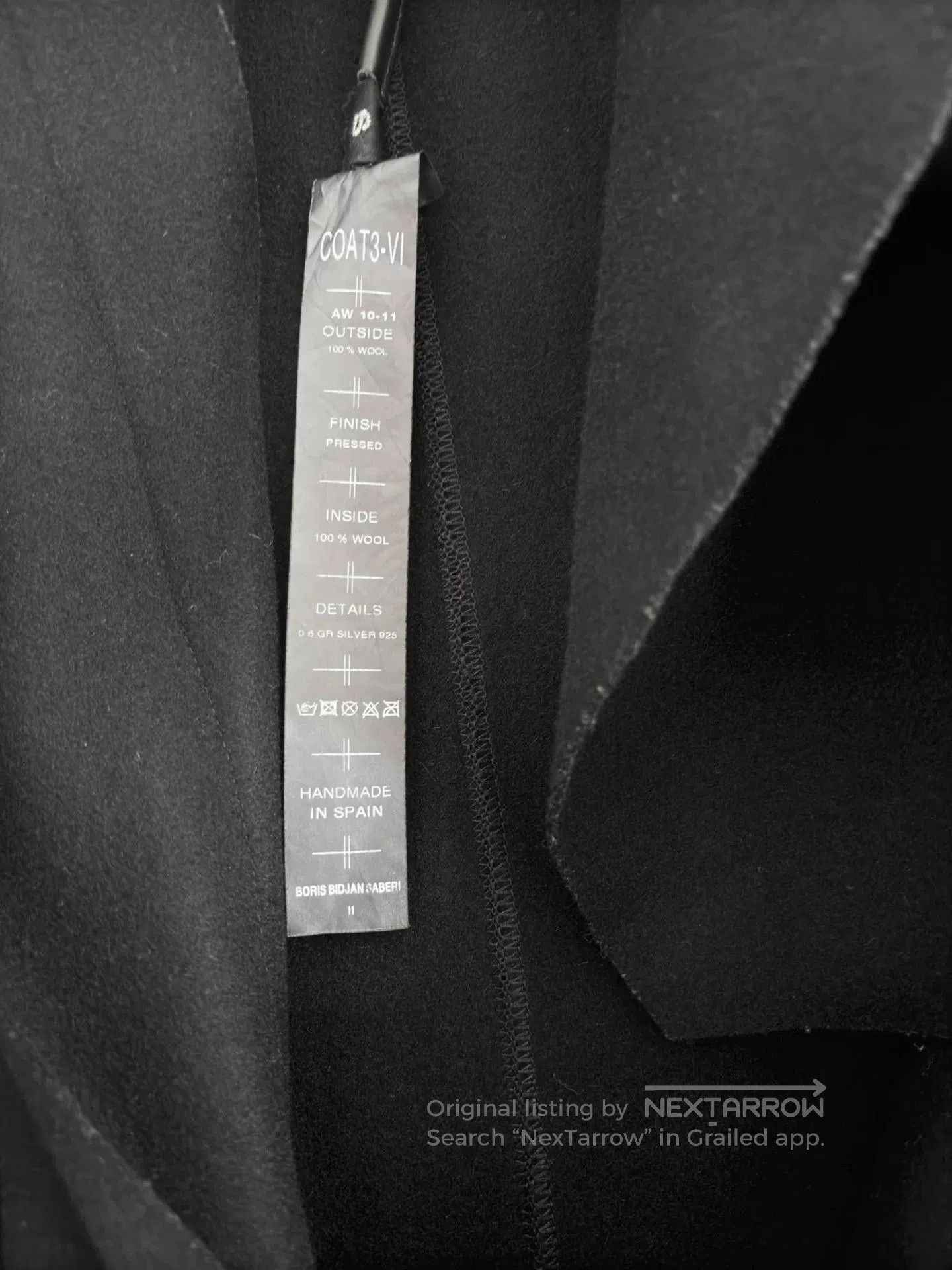 Boris Bidjan Saberi Boris Bidjan Saberi Wool Asymmetric Sleeve Coat. Size US S / EU 44-46 / 1 - 7 Thumbnail