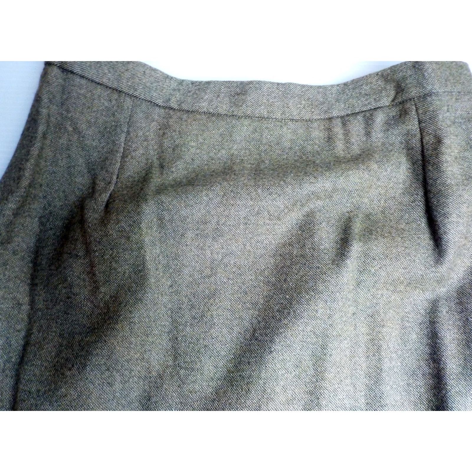CO Co-Op Skirt Suit Women Size 4 Wool Greenish Brown Leather Like Cuff 2-Piece Set Jacket AP-AP 18" Blazer Pencil Skirt Barneys Made in Italy Size 27" / US 4 / IT 40 - 3 Thumbnail