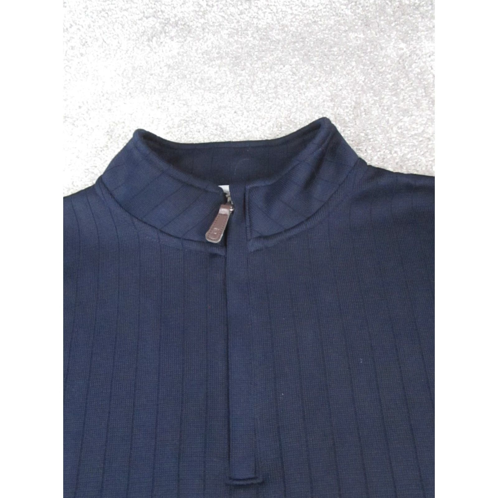 Footjoy FootJoy Sweater Mens L Blue Golf Quarter Zip Pullover Mock Neck Regular Polyester Knit Shirt Mens Size US L / EU 52-54 / 3 - 2 Thumbnail
