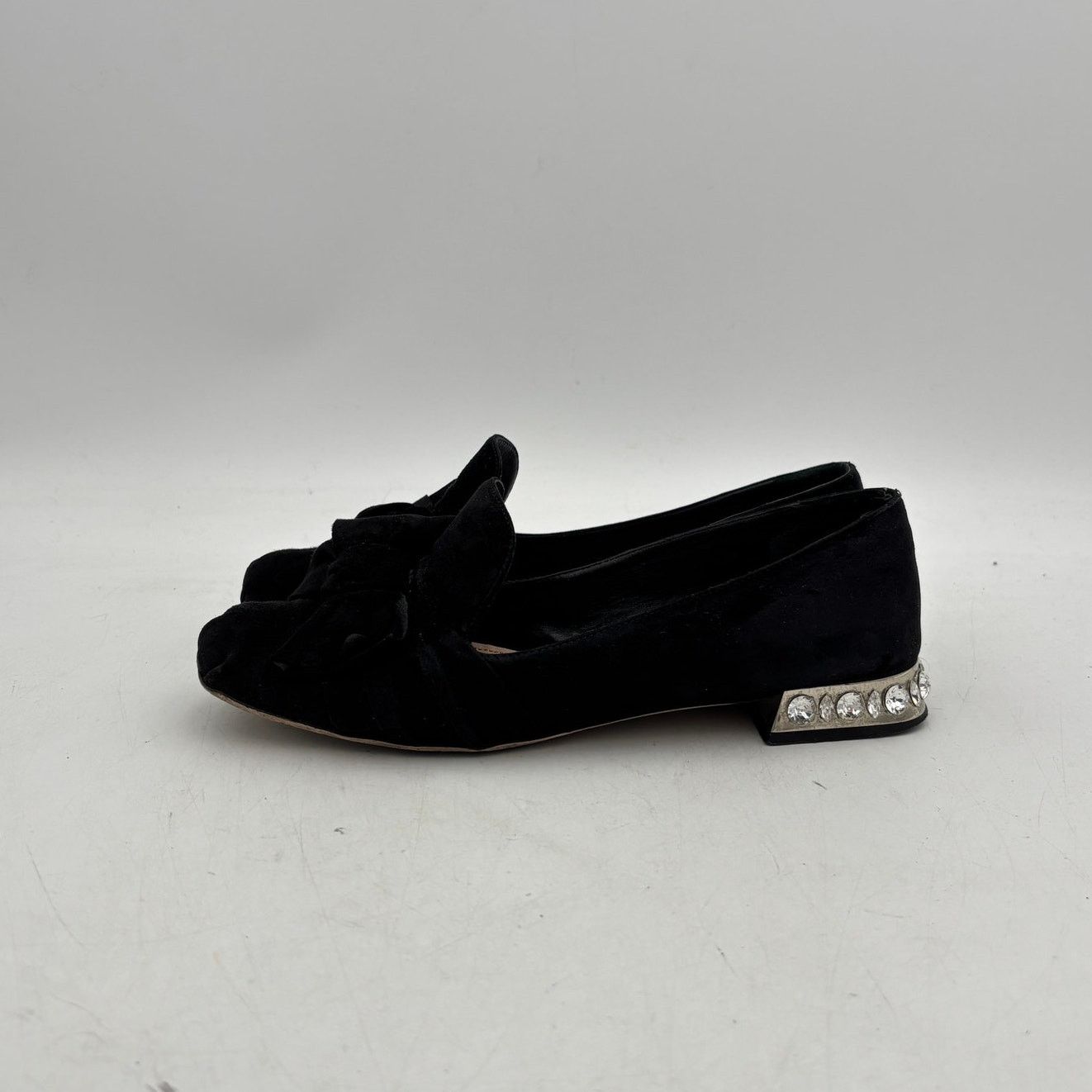 Miu Miu Miu Miu Suede Bow Jeweled Embellished Loafers Women's 37.5 Size US 7.5 / IT 37.5 - 5 Thumbnail