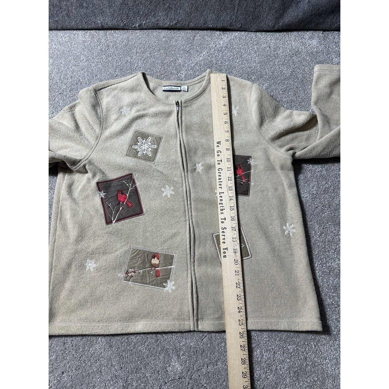 Croft & Barrow Womens XL Sweater Zip Snowflakes Cardinals Birds Cozy Size XL / US 12-14 / IT 48-50 - 7 Thumbnail