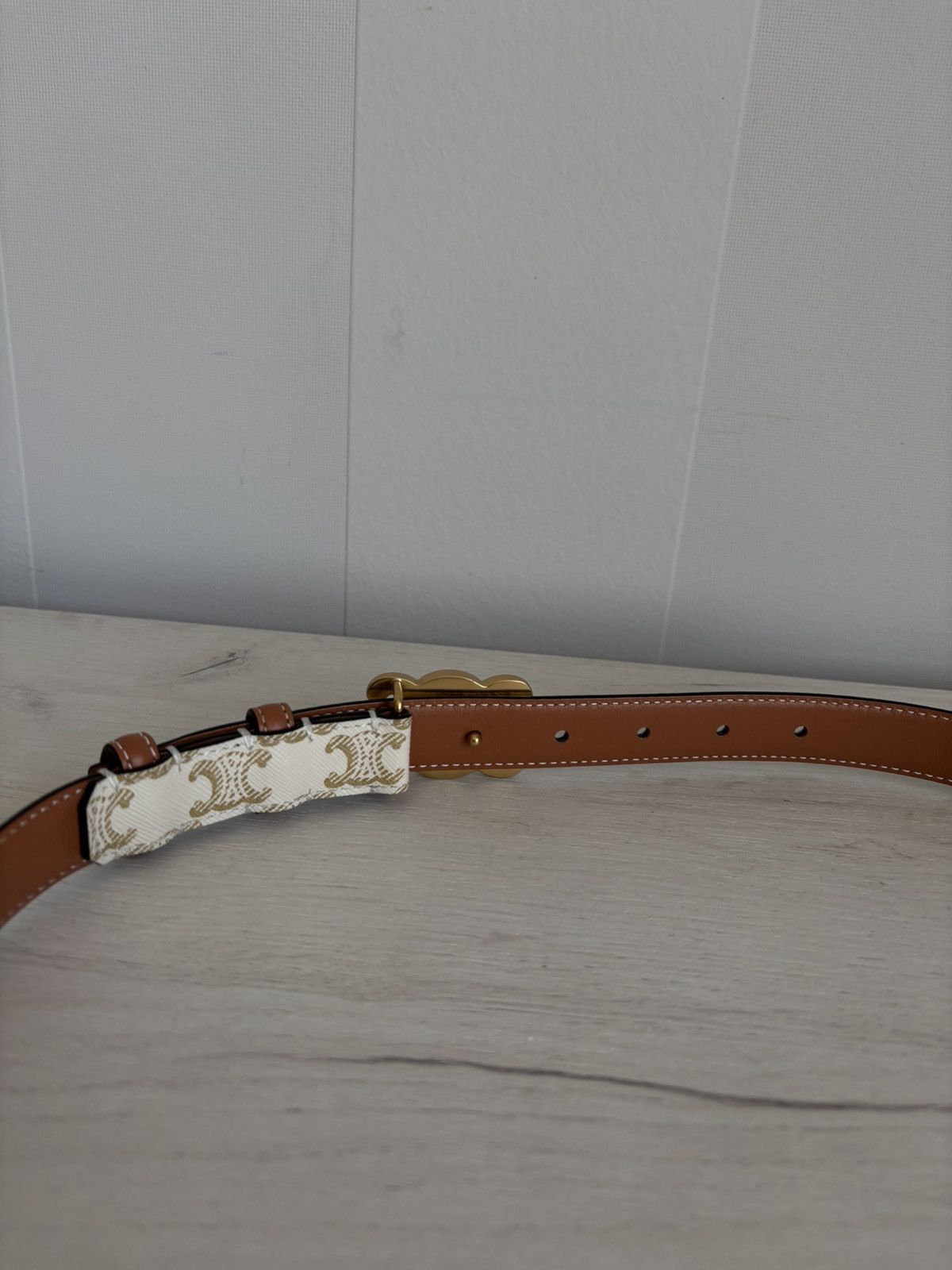 Celine Celine Paris Triomphe Gray/Brown Monogram Belt Made in Italy Size ONE SIZE - 6 Thumbnail