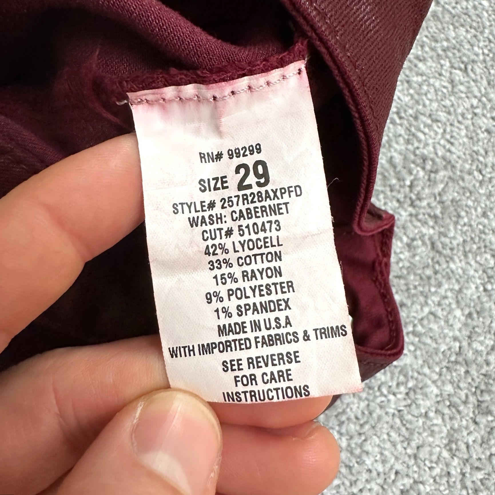 Vintage Divine Rights Of Denim Jeans Ankle Crop Womens 29 Red Cabernet Mid Rise 30x27 Size 29" - 7 Thumbnail