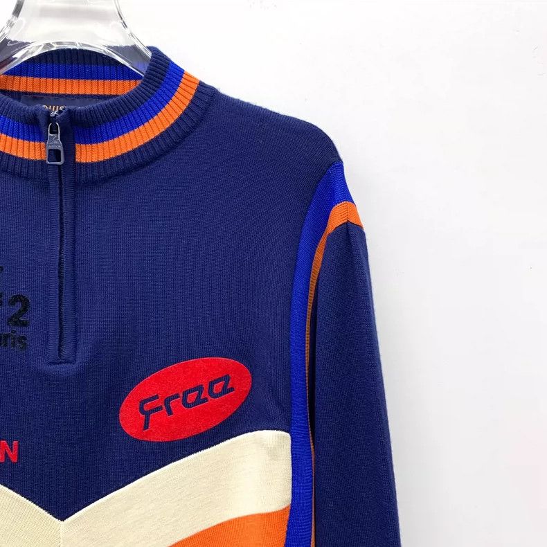 Louis Vuitton Louis Vuitton Dark Blue Striped Wool Half Zip Long Sleeve Size US M / EU 48-50 / 2 - 3 Thumbnail