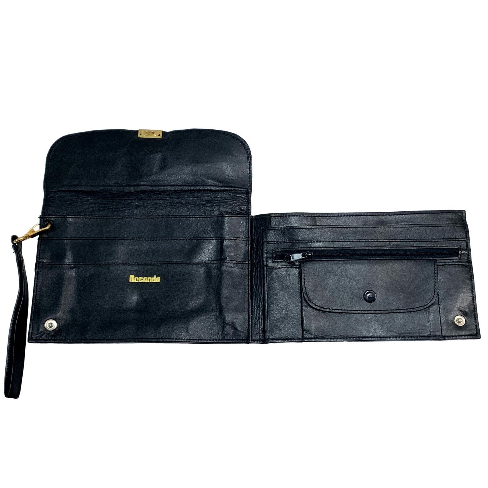Genuine Leather × Vintage 80s Men's Black Leather Organizer Bag Wrist Hand LUXE Size ONE SIZE - 4 Thumbnail
