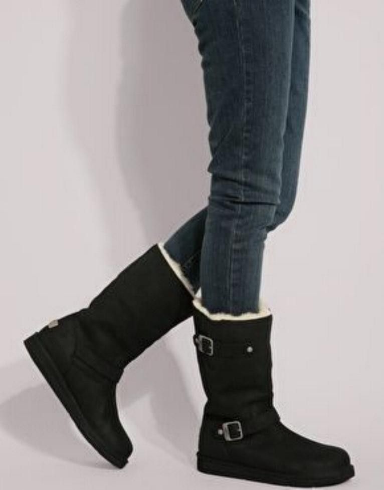 Ugg UGG Kengsington Leather Sheepskin Buckles Moto Boots Size US 6 / IT 36 - 3 Thumbnail