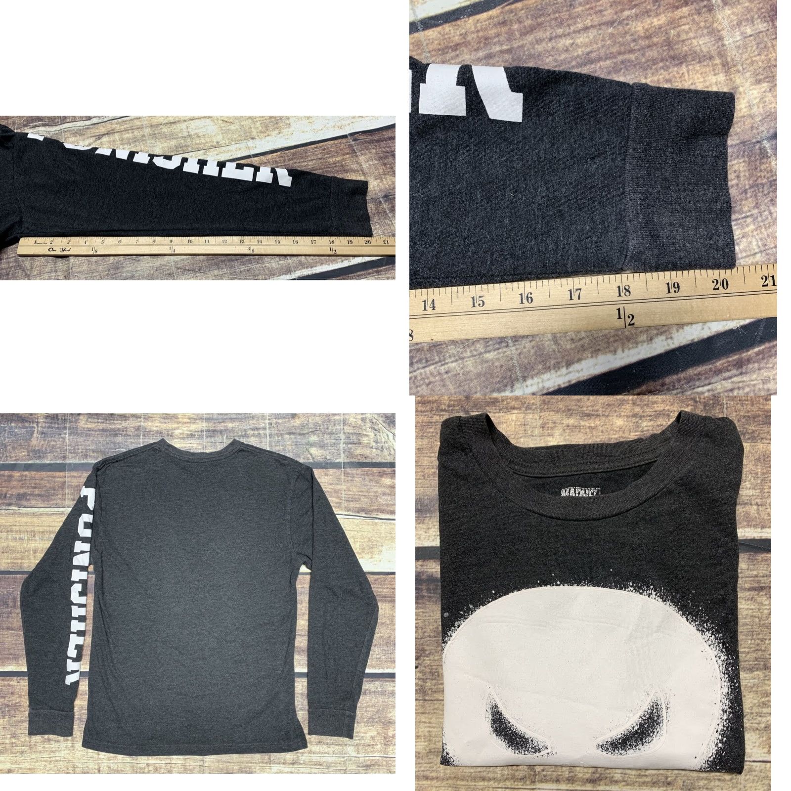 Vintage Marvel Punisher Men's Long Sleeve Tee M Dark Gray Crew Neck Image White Logo T-Shirt Size US M / EU 48-50 / 2 - 8 Thumbnail