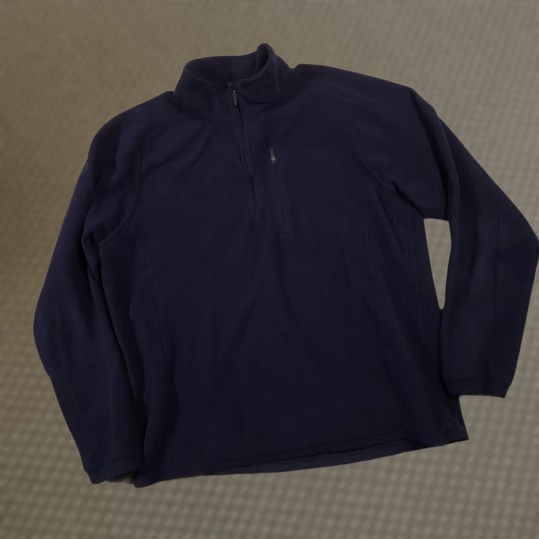 Vintage L.L. Bean Sweater Mens L Navy Blue Fleece Quarter Zip Mock Neck Pullover Size US L / EU 52-54 / 3 - 1 Thumbnail
