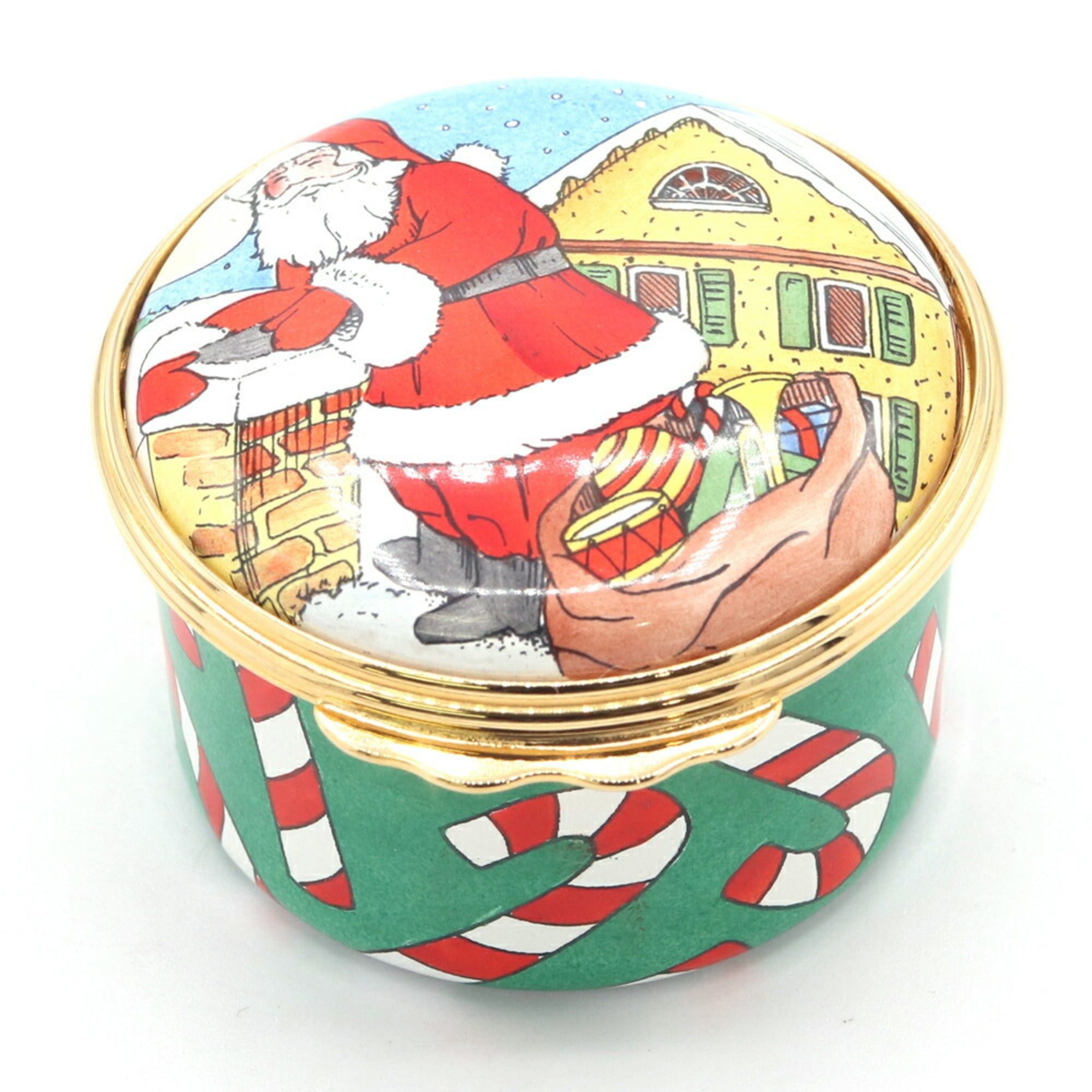 Tiffany & Co. Tiffany & Co. Halcyon Days collaboration pill case, multicolored gold enamel metal 1994 Christmas Santa, HALCYON DAYS, TIFFANY CO. Size ONE SIZE - 1 Thumbnail