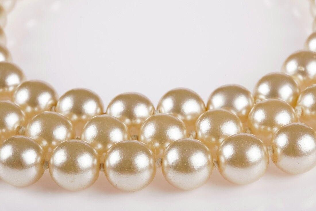 Designer KJL Triple Strand Simulated White Pearl Necklace Size ONE SIZE - 2 Thumbnail
