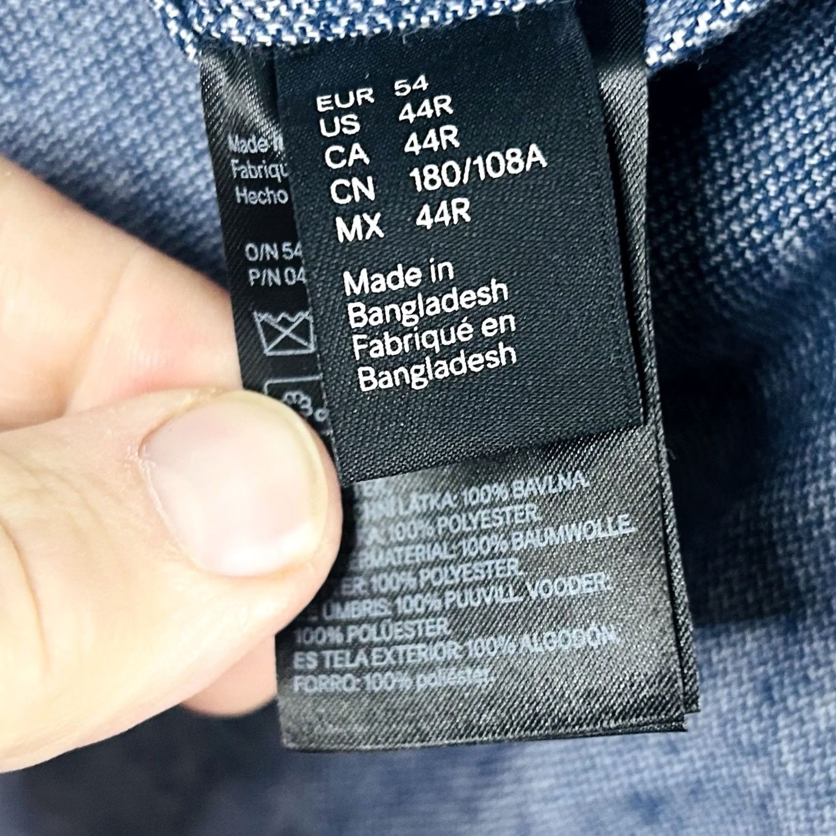 H&M H&M 44R Slim Fit Chambray Sport Coat Elbow Patches Blue Cotton Two Button Vented Jacket/Coat Size US XS / EU 42 / 0 - 4 Thumbnail