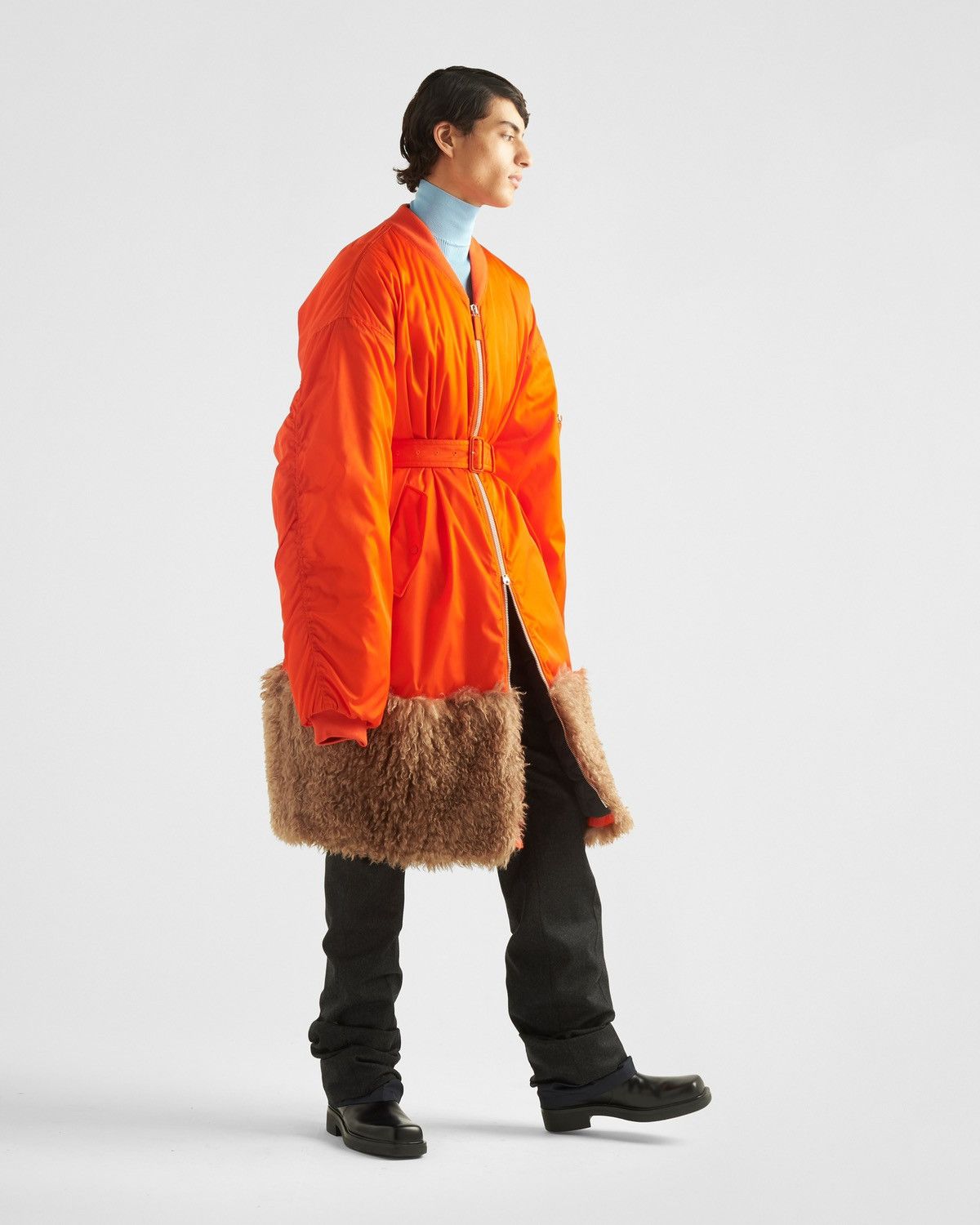 Prada 🔥RUNWAY🔥Prada Re-Nylon Faux Fur Trim Bomber Coat Size US S / EU 44-46 / 1 - 5 Thumbnail