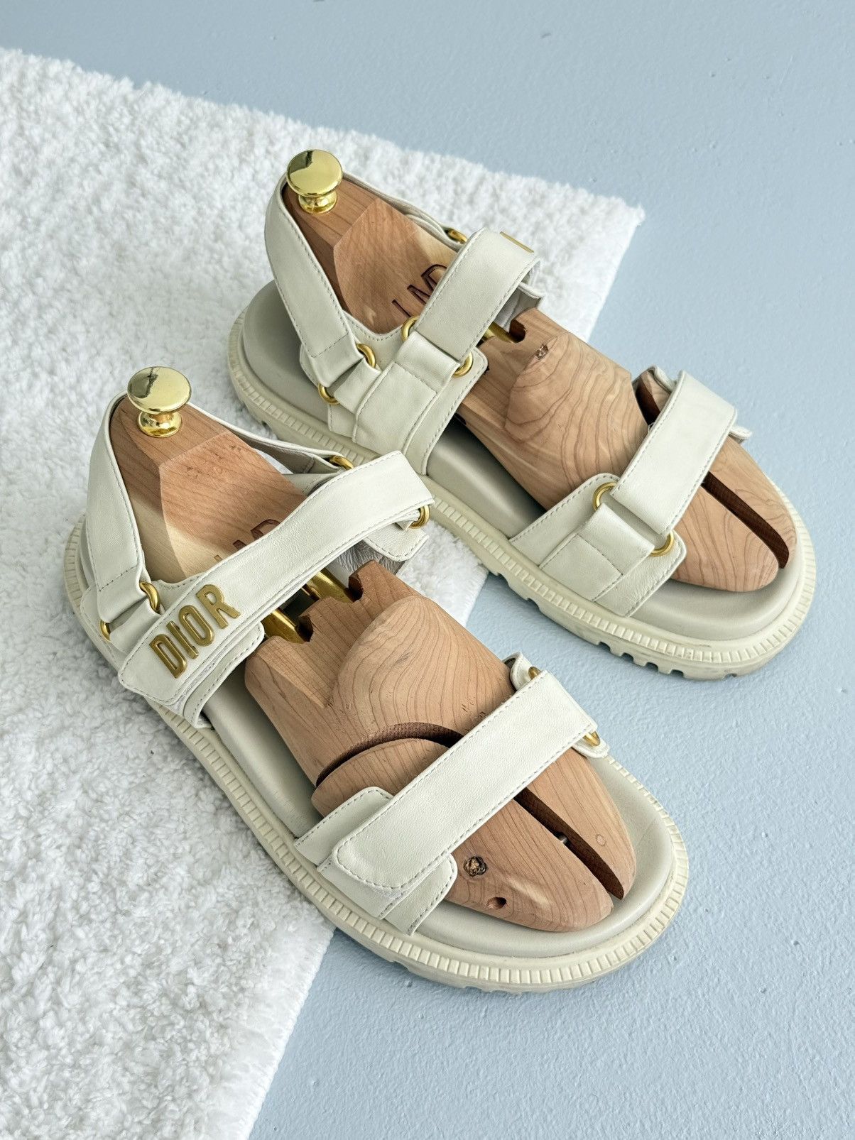 Dior Dior Dioract Sandal Ivory Lambskin Gold Logo Size US 9 / IT 39 - 8 Thumbnail