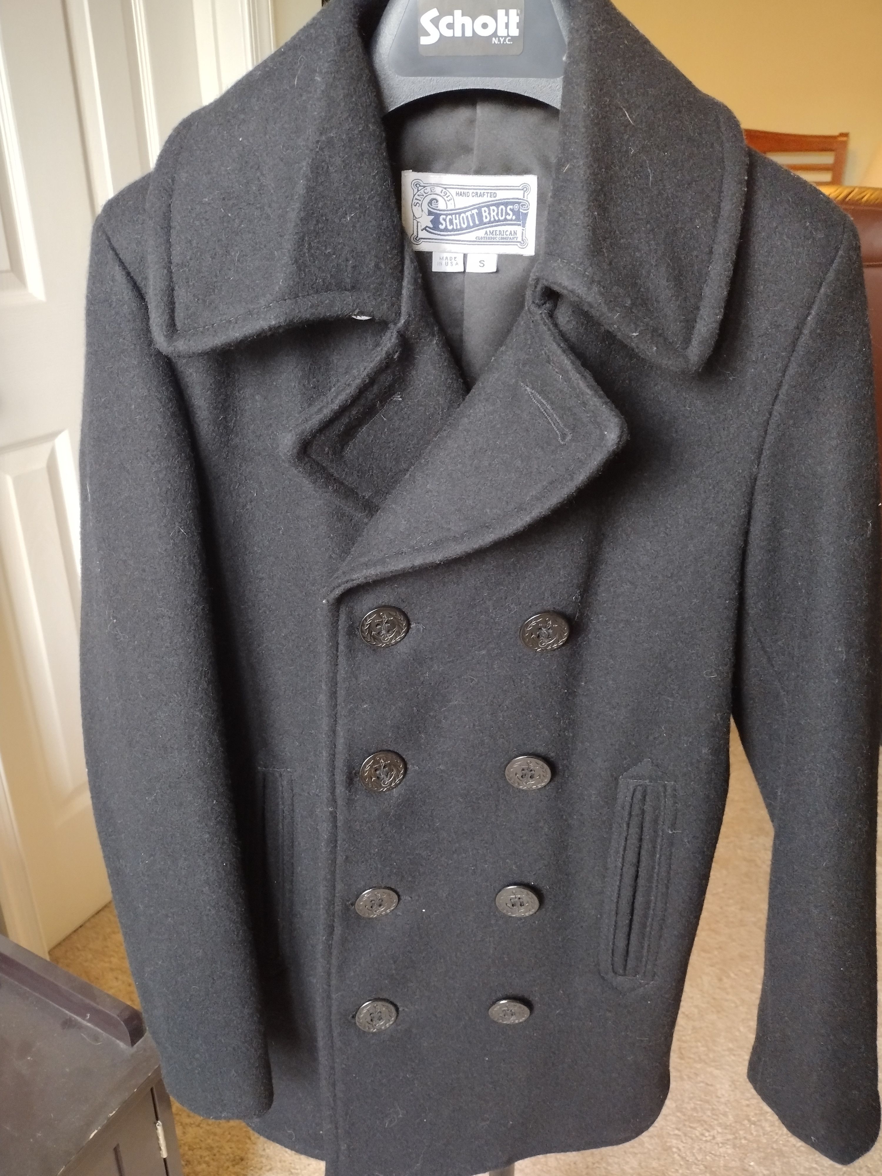 Schott Schott NYC 754W Wool Blend Peacoat Navy Size Small (S) Size S / US 4 / IT 40 - 2 Thumbnail
