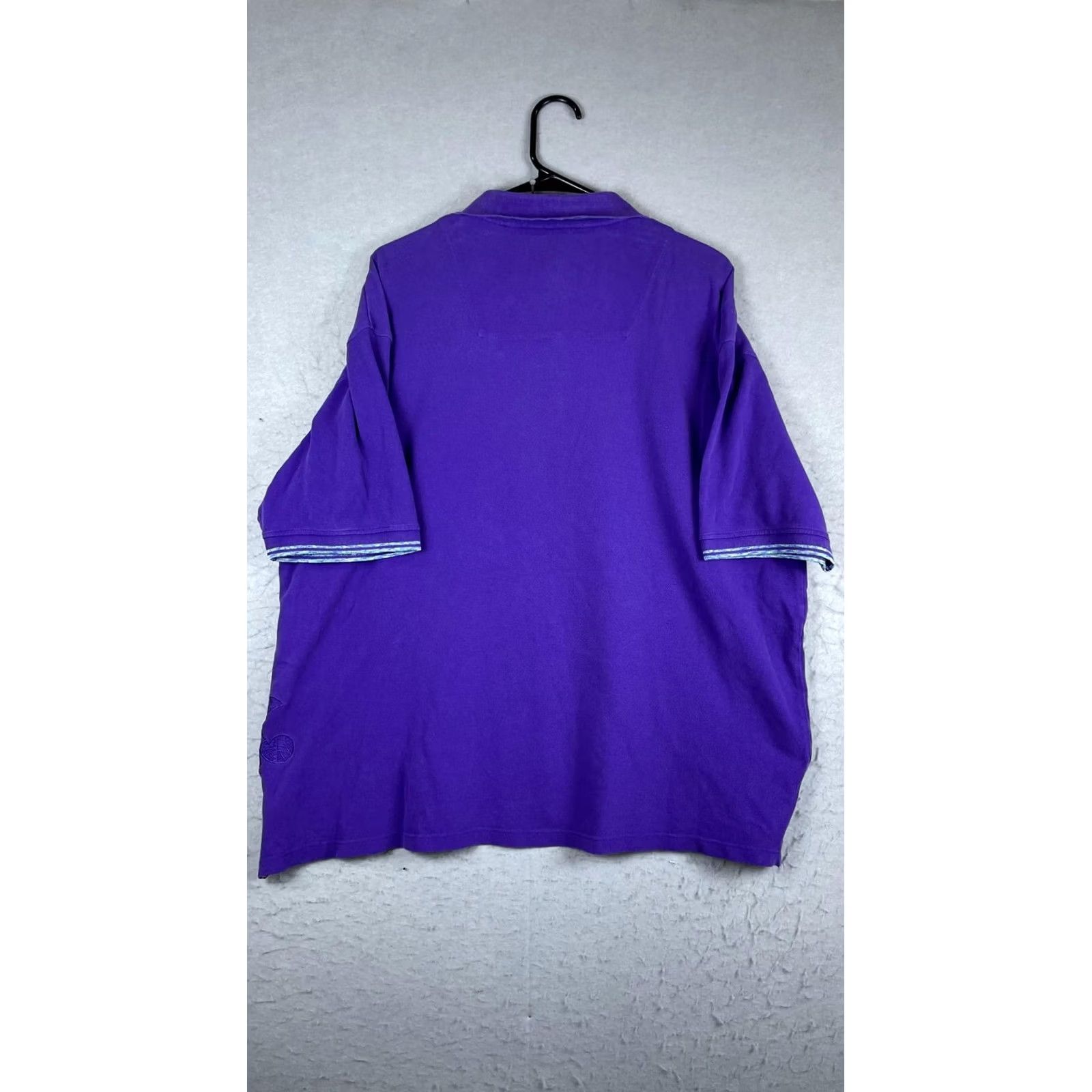 Robert Graham Robert Graham Polo Shirt Mens 3XL Purple Solid Embroidered Short Sleeve Casual Size US XXL / EU 58 / 5 - 6 Thumbnail
