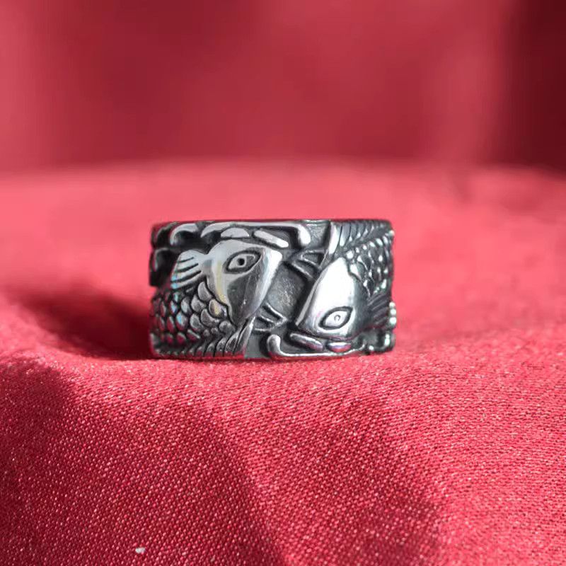 Jewelry Fish Design Jewelry Rings Open Size Chrome Ring (Size 7-13) Size ONE SIZE - 1 Thumbnail