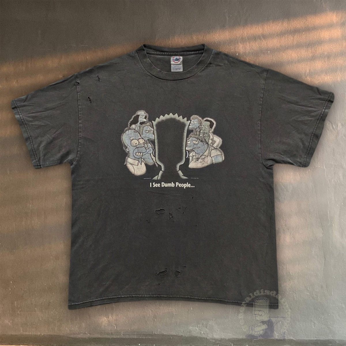 Vintage Vintage Y2K Bart Simpson Dumb People Sun Faded thrashed tee Size US L / EU 52-54 / 3 - 10 Thumbnail