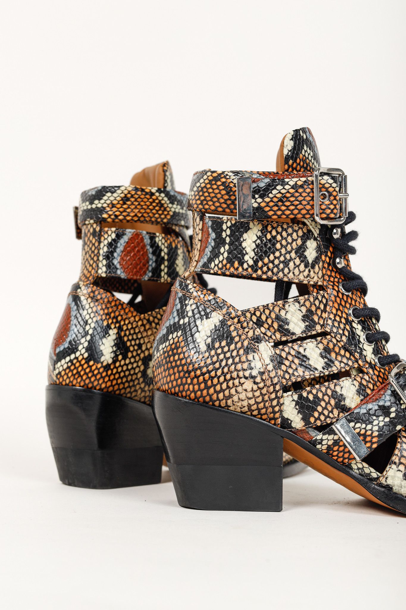 Chloe Chloe Rylee Python-Print Leather Ankle Boots Size US 9 / IT 39 - 8 Thumbnail