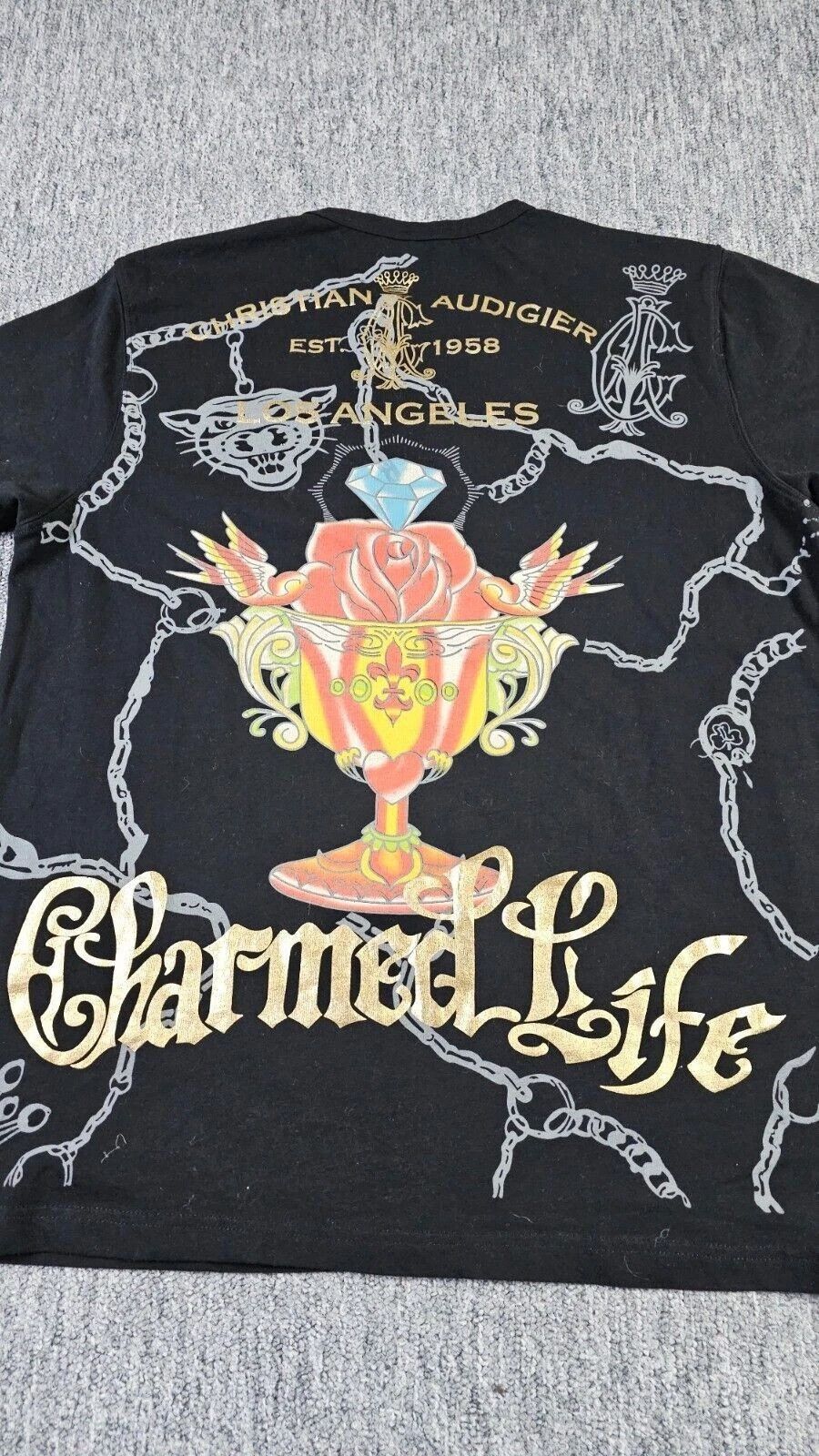 Christian Audigier Christian Audigier Y2K Skull Studded Graphic Tee Black 2XL Size US XXL / EU 58 / 5 - 3 Thumbnail
