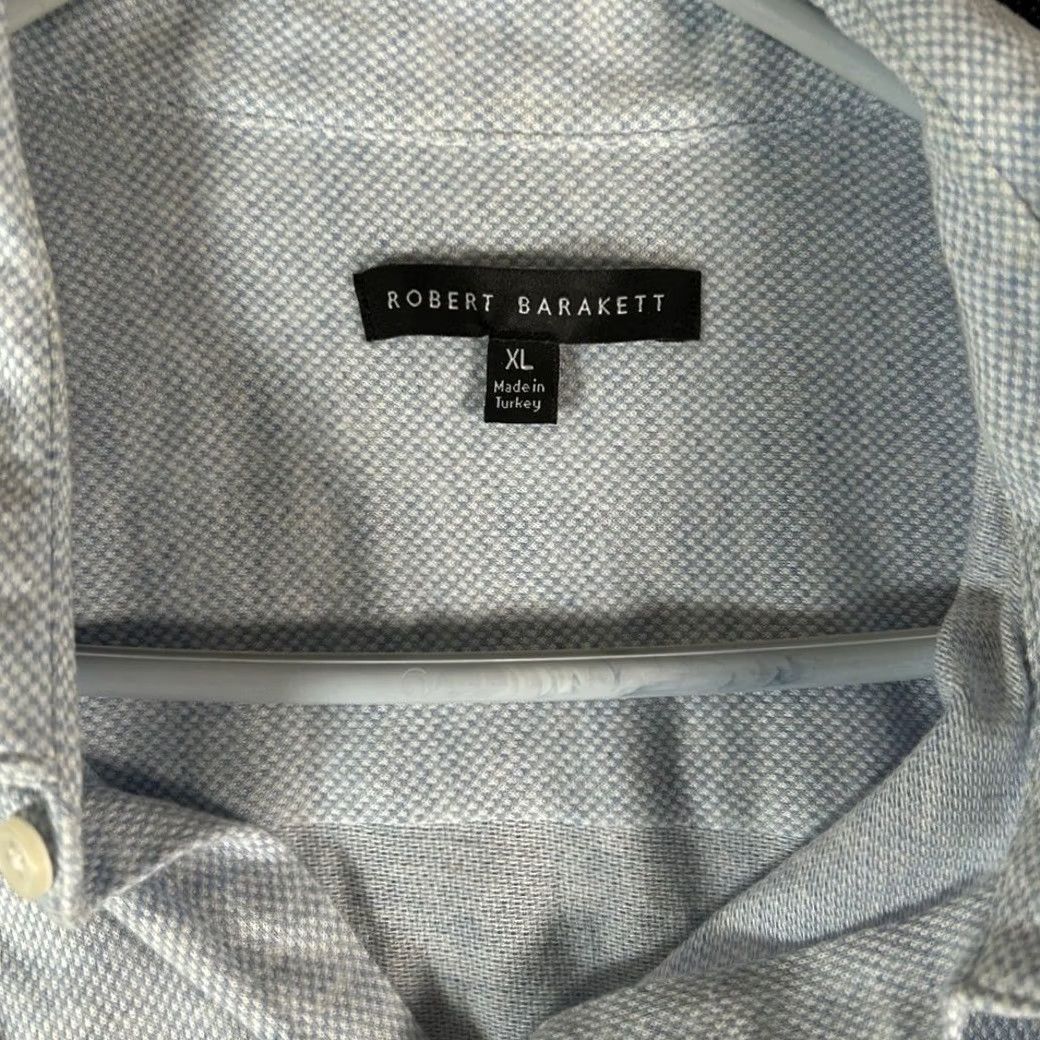 Vintage Robert Barakett Mens Light Blue Textured Short Sleeve Button Up Shirt XL Size US XL / EU 56 / 4 - 2 Thumbnail