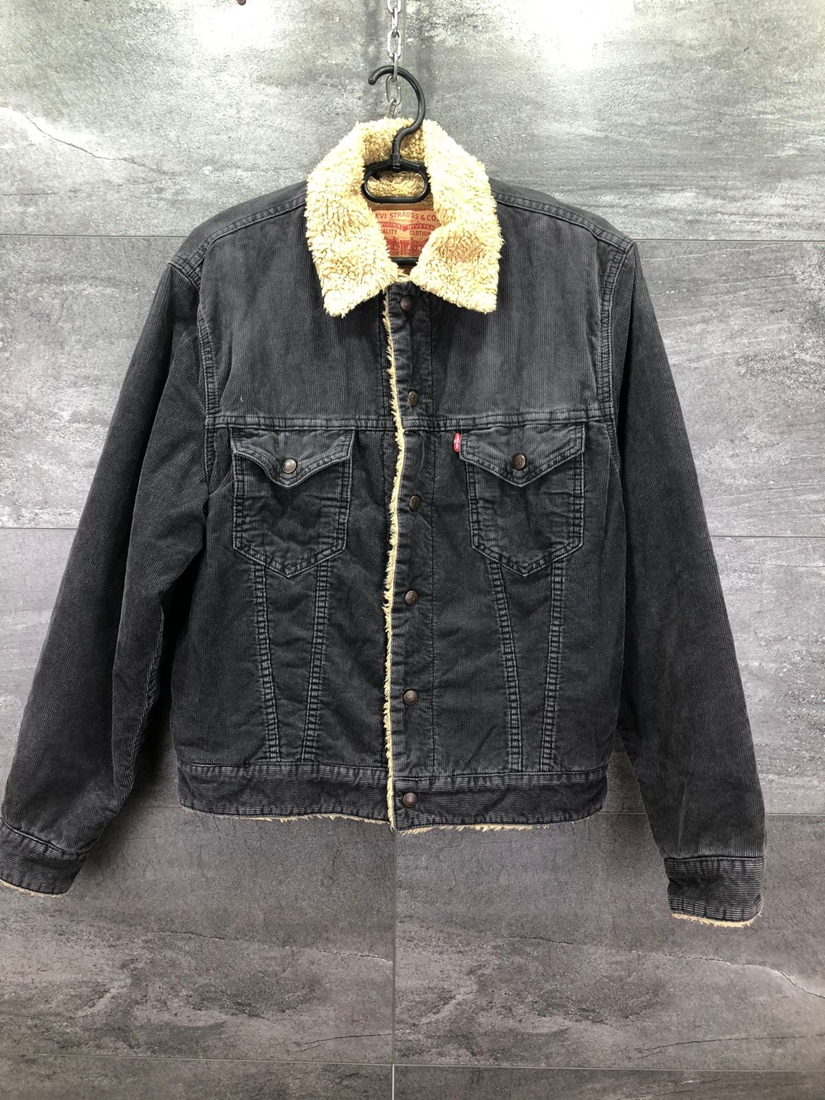 Pre-owned Levis X Levis Vintage Clothing Vintage Corduroy Levi's Sherpa Lined Jackets Bomber Trucker In Black/gray