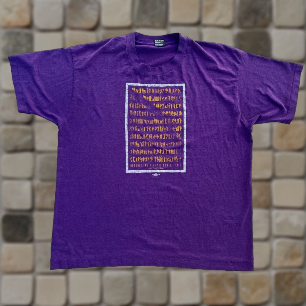 Fruit Of The Loom VINTAGE Detroit For All, All For Detroit T-Shirt 1994 Inaugural Made in USA Sz 2XL Purple 90s Fruit of the Loom Unisex Adults T-Shirt Mens Womens Size US XXL / EU 58 / 5 - 1 Thumbnail