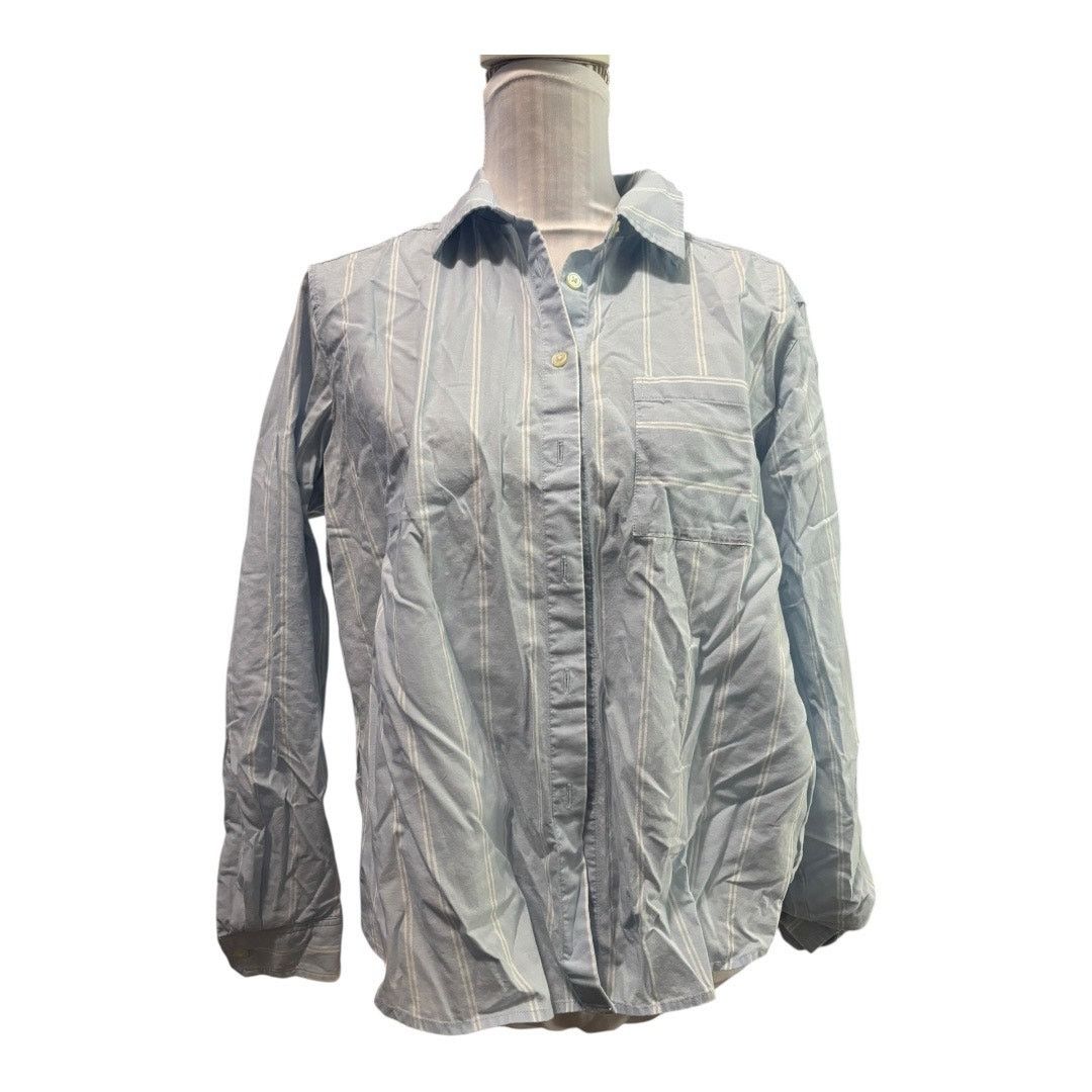 Loft LOFT Blue & White Stripped Button Down Size S Size S / US 4 / IT 40 - 1 Thumbnail