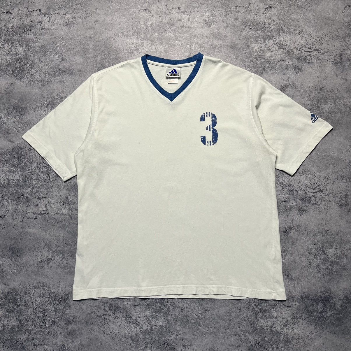 Adidas Vintage Adidas White Tee V-Neck Y2K Streetwear Size US XL / EU 56 / 4 - 1 Thumbnail
